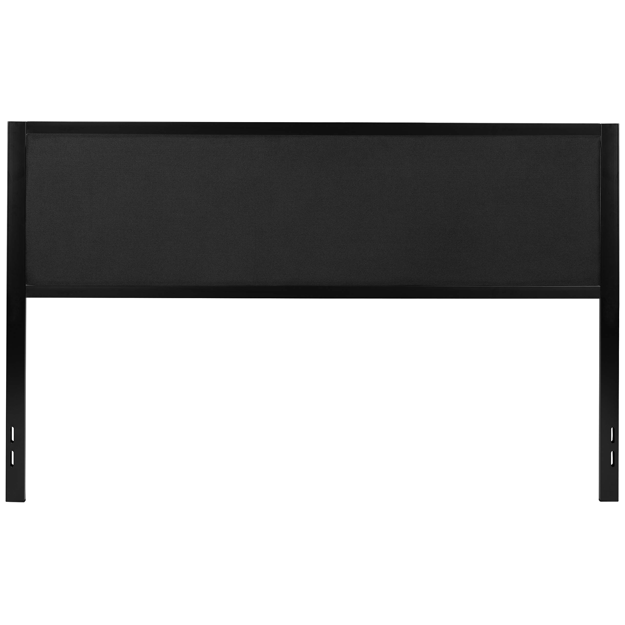 EMMA + OLIVER King Size Black Fabric Upholstered Panel Headboard with Metal Frame and Legs - Fits Standard Bed Frames - Perfect for Master Bedroom, Guest Room, and Modern Home Decor