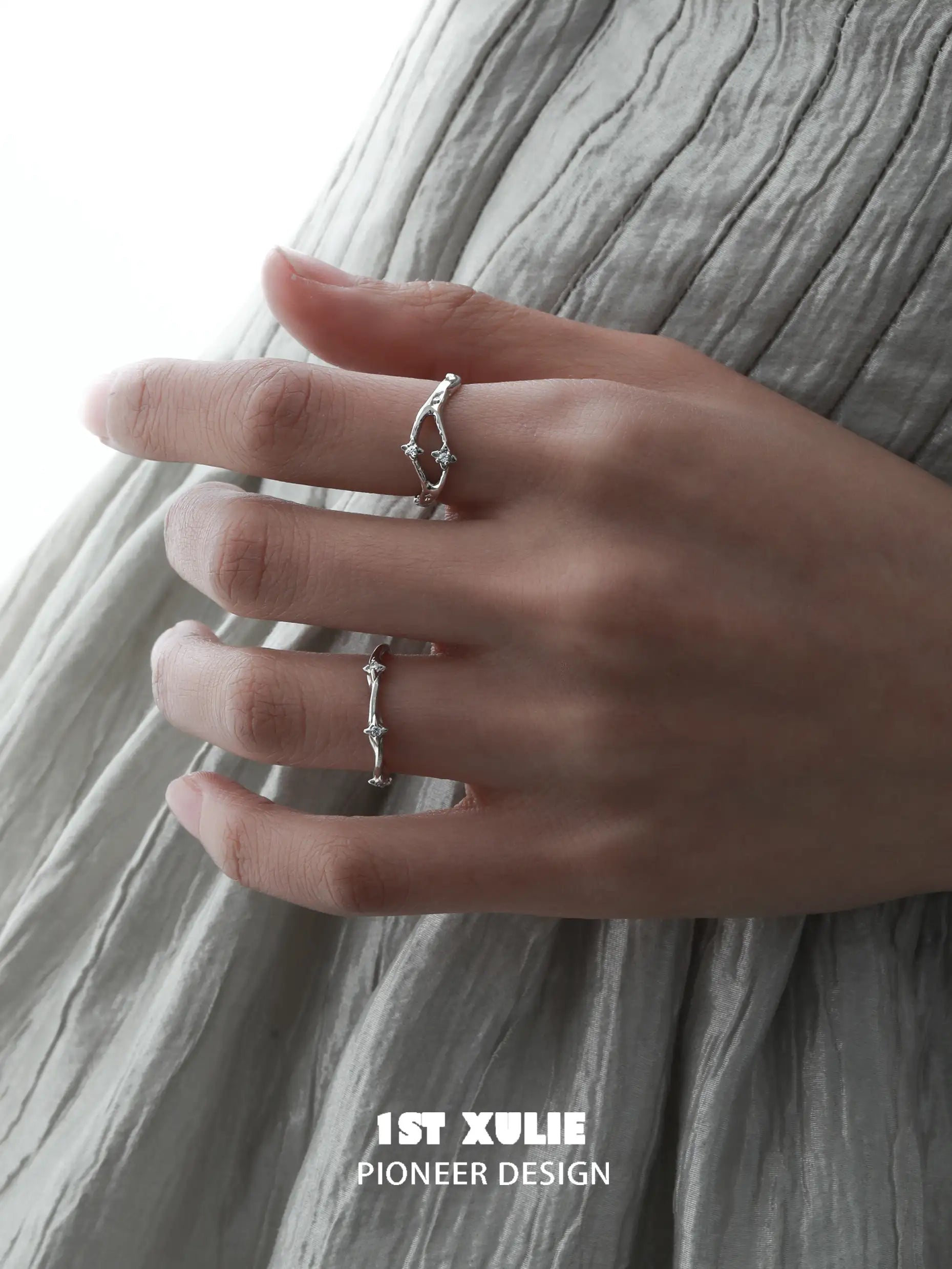 925 Sterling Silver Double Star Openwork Ring for Women - Elegant Celestial Jewelry for Everyday Wear, Gift Giving & Special Occasions