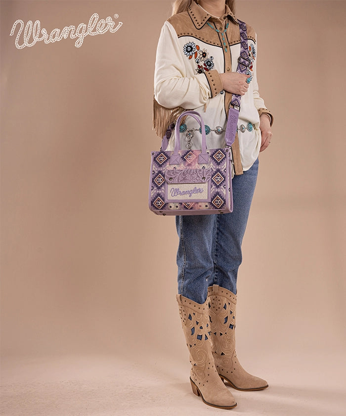 Wrangler Aztec Concealed Carry Canvas Tote Bag for Women - Stylish & Durable Purse with Hidden Gun Pocket - Perfect for Everyday Use, Travel & Outdoor Activities
