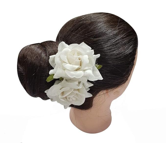 Elegant White Rose Hair Clips for Women - Set of 2 | Perfect for Weddings, Parties & Everyday Hair Accessories