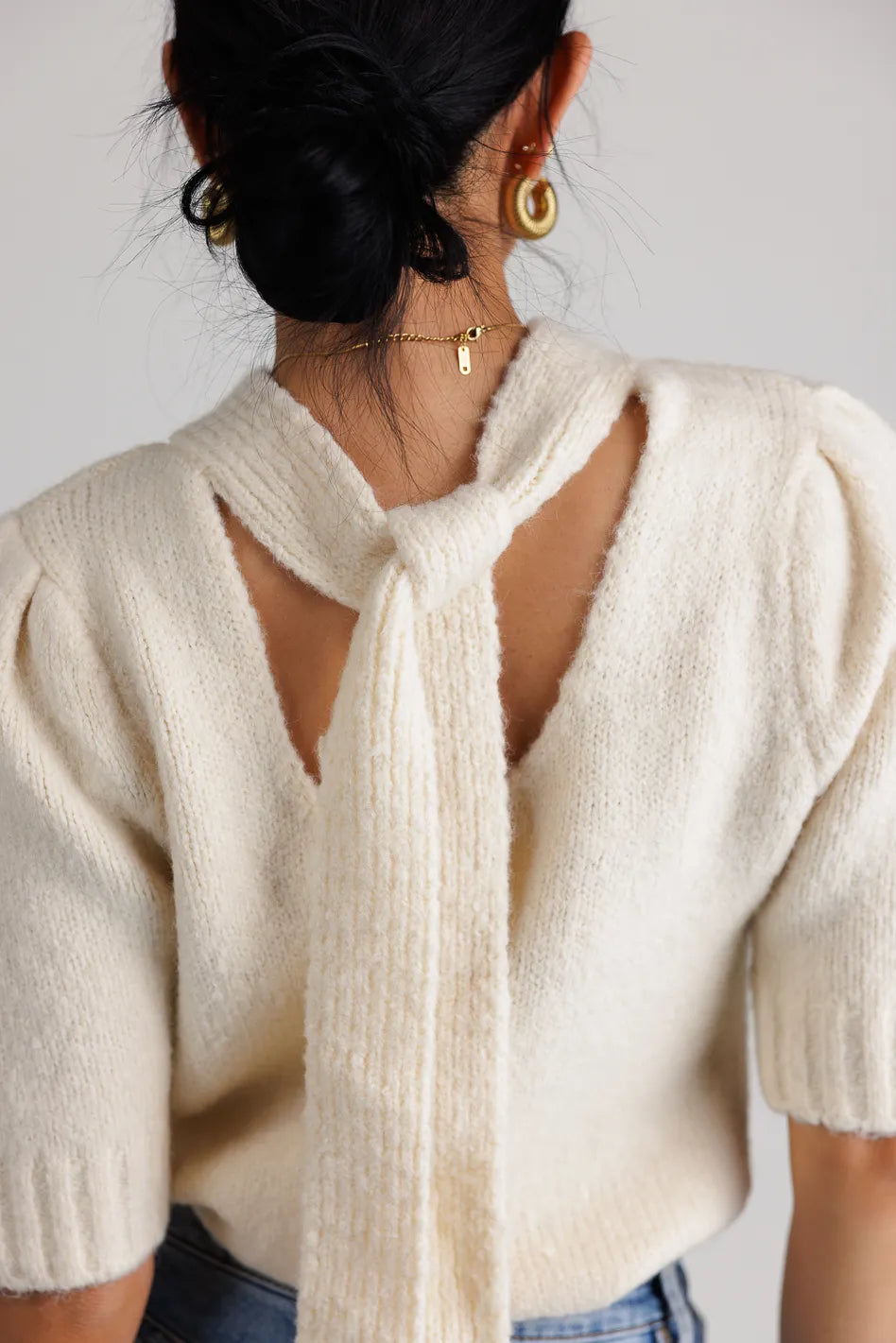 Aysha Tie Back Sweater Women's Knit Pullover | Elegant Casual & Office Wear | Final Sale
