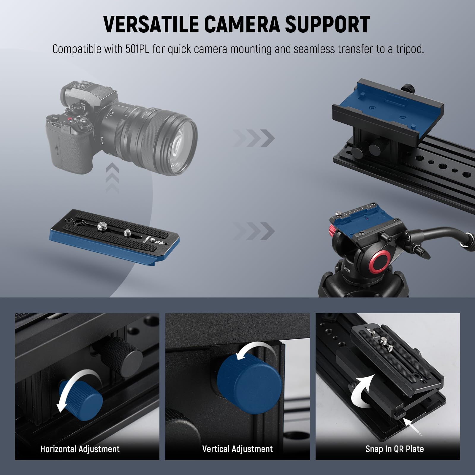 NEEWER X14 II Teleprompter with Adjustable Height Camera Mount & QR Plate - Compatible with 501PL, iPad, iPhone, Samsung & DSLR Cameras - 14
