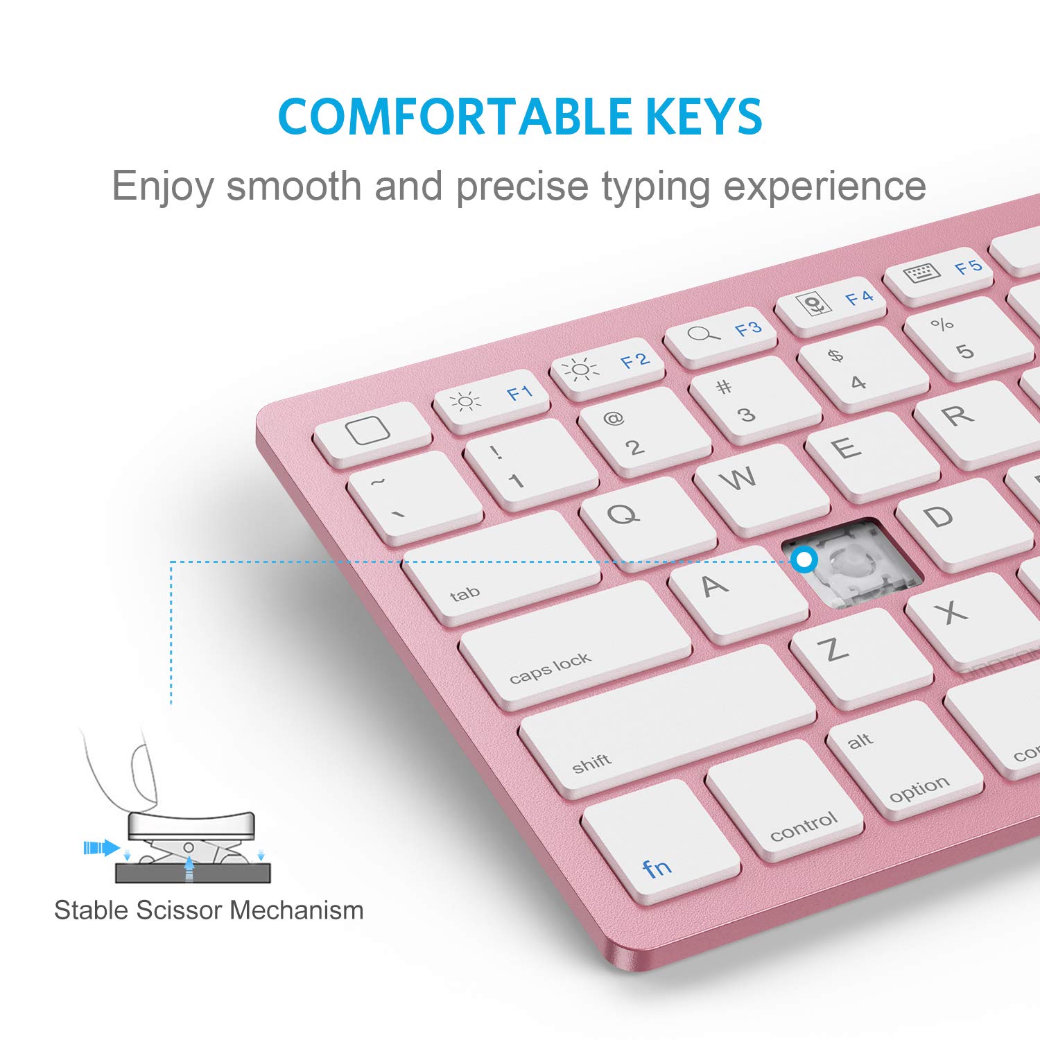 OMOTON Bluetooth Keyboard for iPad 10th Gen, iPad 10.2 (9th/8th/7th Gen), iPad Pro 13/12.9/11 inch, iPad Air 13/11 inch (5th/4th Gen), iPad Mini - Slim Wireless Keyboard with Rose Gold Finish - Perfect for Typing, Office Work & Travel Use