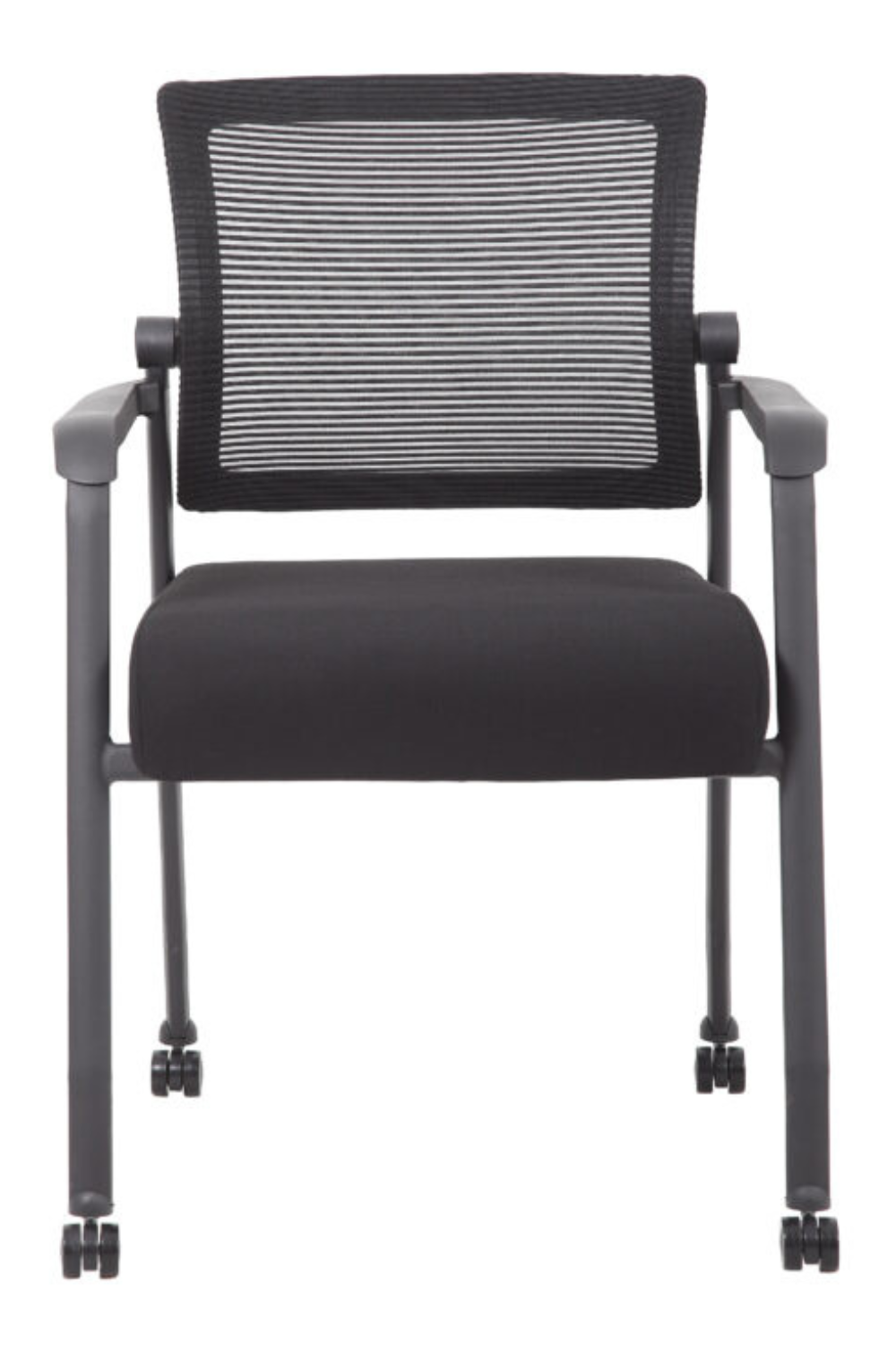 Boss Linear Mesh 4-Legged Guest Chair with Casters B6889R Black - Ergonomic Office Chair for Conference Rooms & Reception Areas