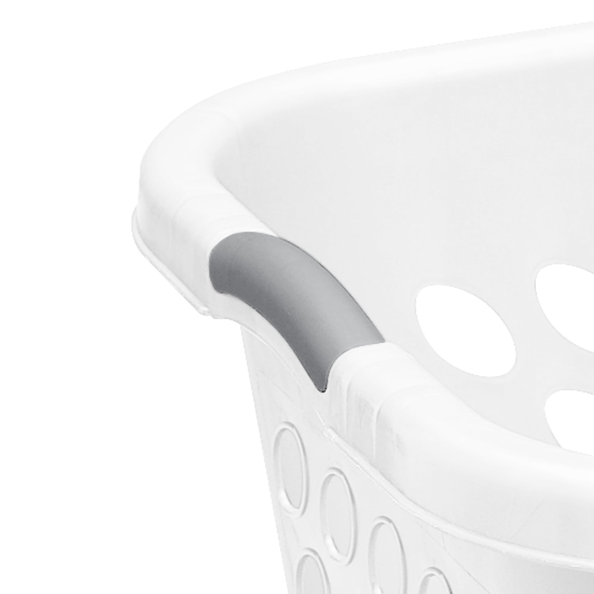 1.5 Bushel Square Laundry Basket with Handles - White Plastic Storage Hamper for Clothes, Bedroom, Bathroom & Laundry Room Organization