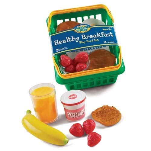Learning Resources Pretend & Play Healthy Foods Set - 3 Baskets of Plastic Play Food for Kids Ages 3+ | Perfect for Preschool Learning, Role Play & Healthy Eating Education