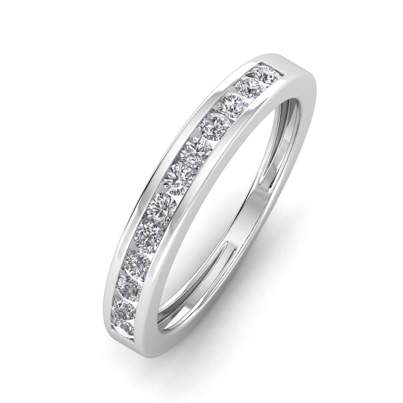 1/2 Carat TW Women's Natural Diamond Channel Set Wedding Band - 10k White/Yellow/Rose Gold Anniversary Ring, Stackable Ring for Bridal Jewelry, Engagement Gift & Everyday Luxury Wear