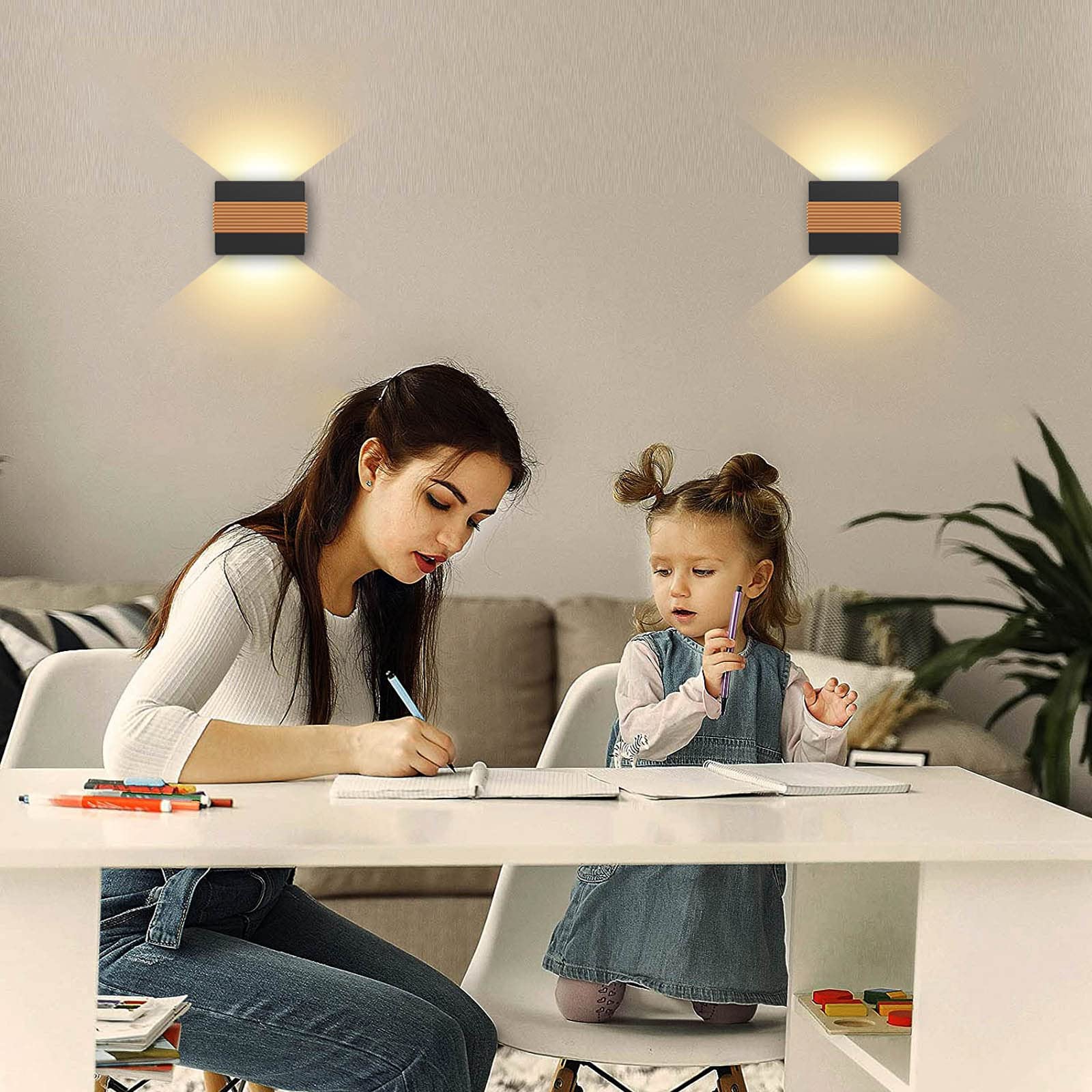 Kawell Modern LED Wall Sconces - Up Down LED Wall Light 10W, Indoor/Outdoor Wall Mount Fixtures for Bedroom, Living Room, Stairs, Porch - Warm White Lighting for Cozy Ambiance & Energy Efficiency