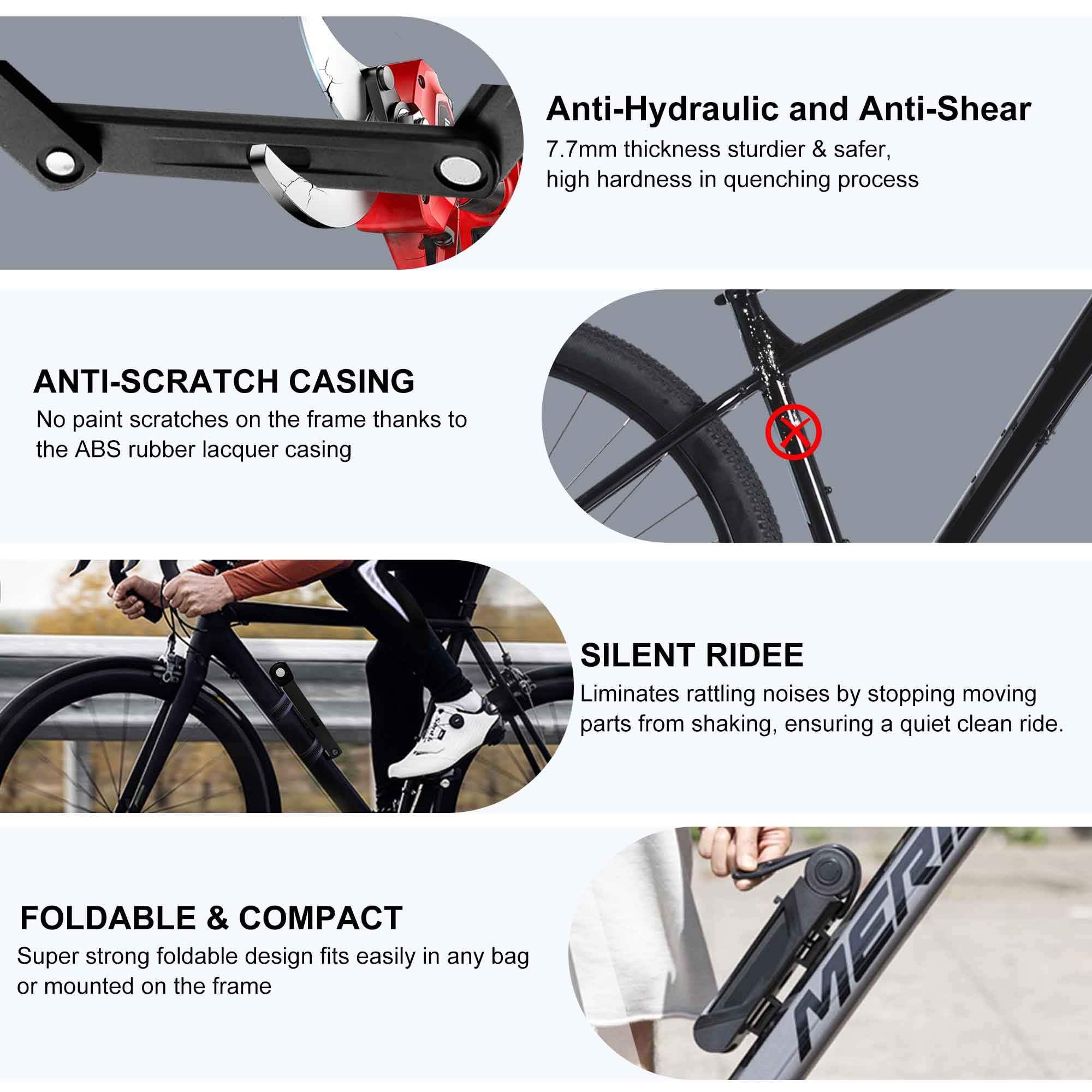 Heavy Duty 4 Digit Combination Bike Lock with Mounting Bracket - 2.95 Ft Folding Bicycle Lock for Mountain Bike, Road Bike, Electric Scooter, Ebike & Motorcycle - Secure Parking, Commuting & Outdoor Adventures