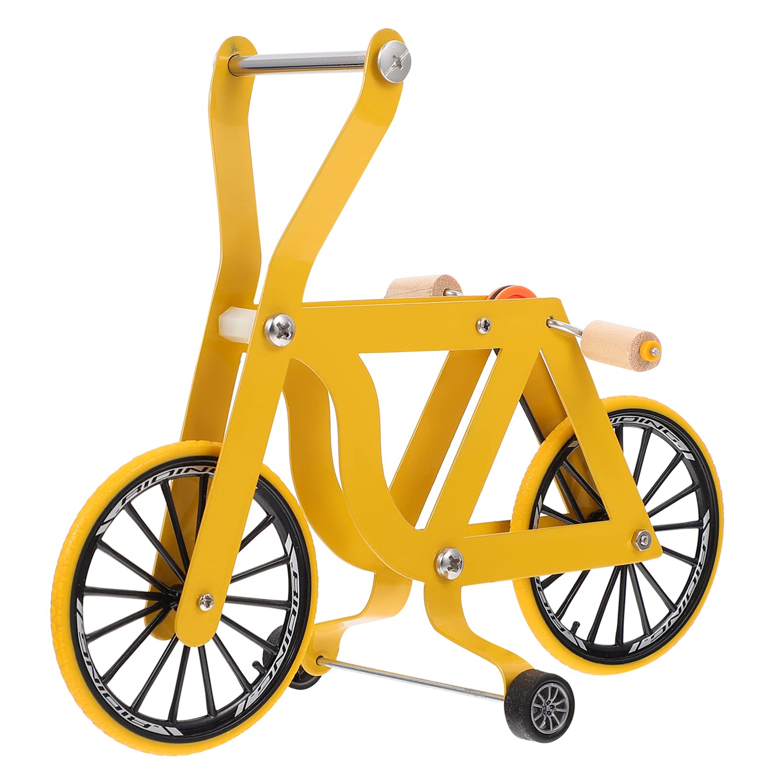 Funny Mini Bike Toy for Parrot Training - Interactive Bird Bicycle Play Toy for Parakeets, Cockatiels, Conures & Lovebirds (Yellow) - Perfect for Bird Enrichment & Training Sessions