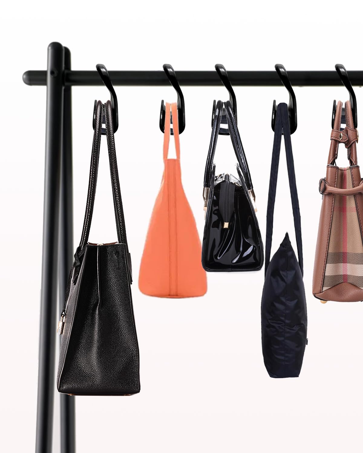 10 Pack Black Bag Hanger Hook - Purse Holder for Closet Organizer, Storage Solution for Purses, Tote Bags, Backpacks & Handbags - Perfect for Bedroom, Bathroom & Office Organization