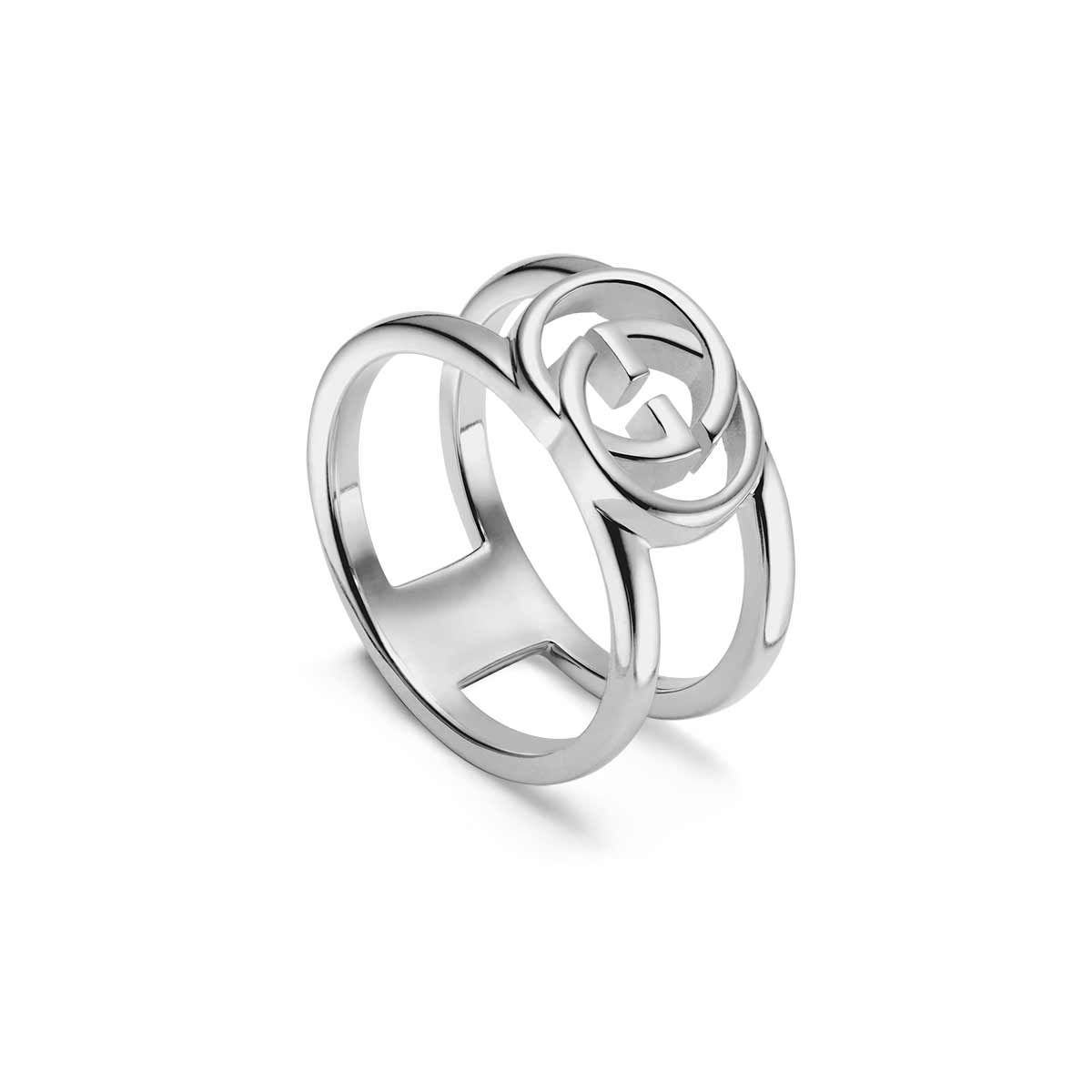 Gucci GG Logo Silver Double Band Ring for Women - Luxury Fashion Jewelry for Parties, Weddings & Everyday Wear