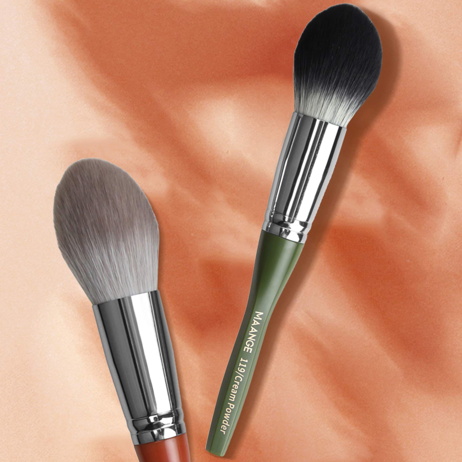 Vtrem 2-Piece Professional Face Blush & Foundation Makeup Brush Set - Soft Mineral Powder Brush for Full Coverage, Loose Powder Application & Seamless Blending | Perfect for Everyday Makeup, Contouring & Buffing