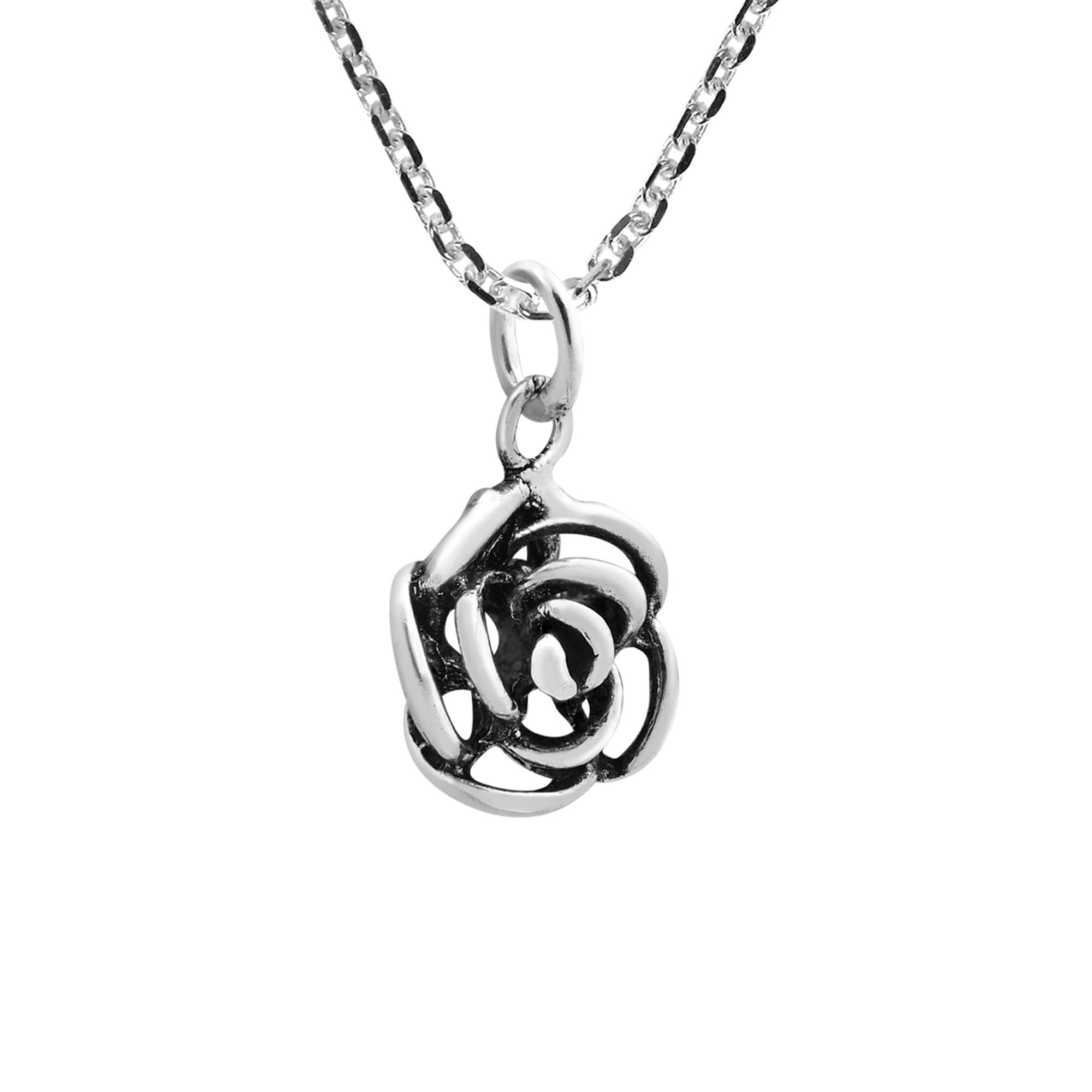 Modern Hidden Rose Blossom .925 Sterling Silver Pendant Necklace for Women - Elegant Jewelry Gift for Valentine's Day, Anniversary & Special Occasions