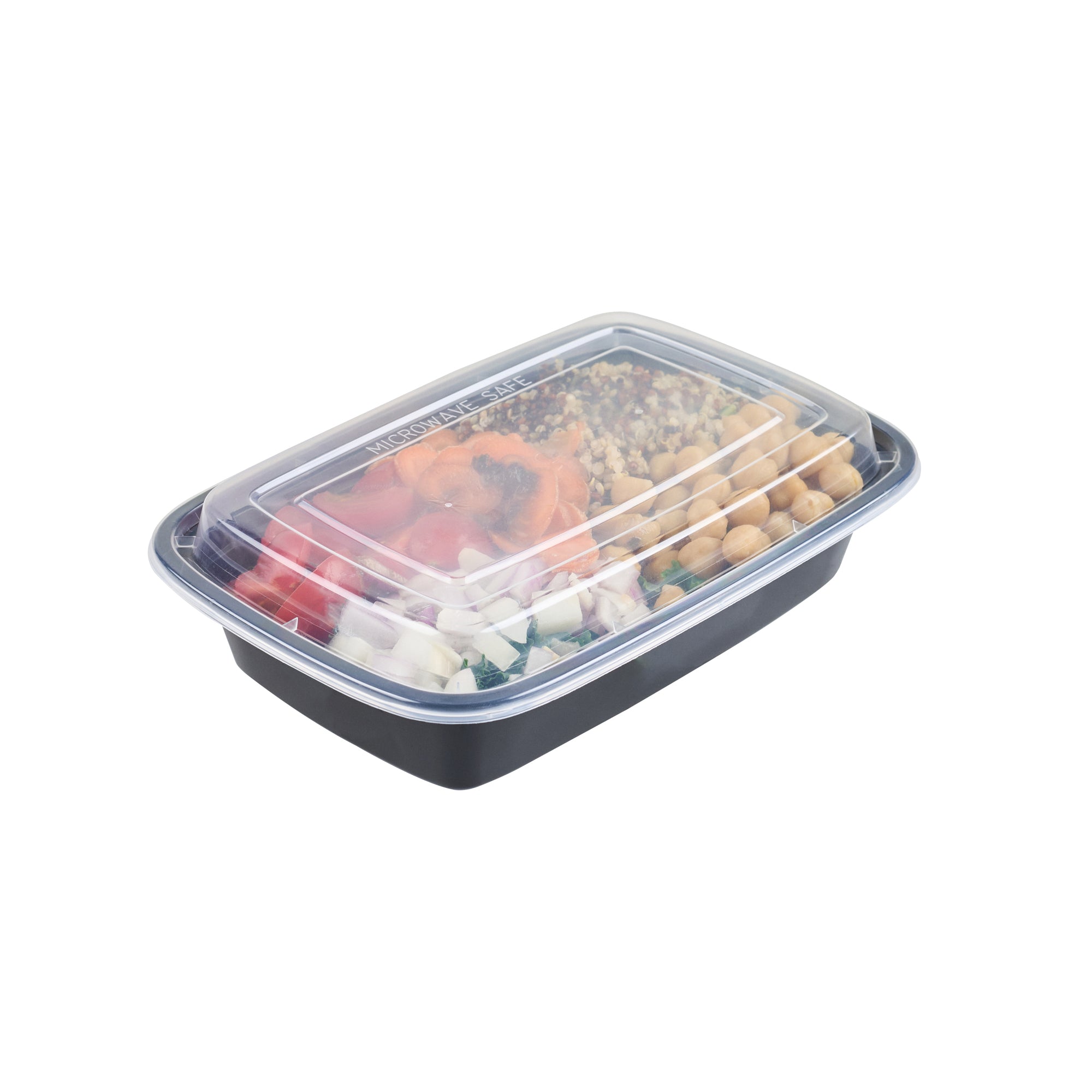 24 oz Black Rectangle Plastic Food Storage Containers with Clear Lids - 50 Pack, Microwave Safe To-Go Boxes (8