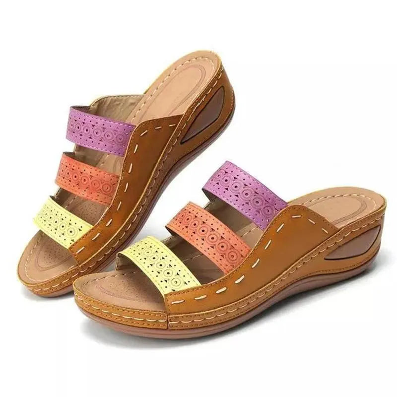 Women's Comfortable Slip On Summer Wedge Sandals - Breathable Casual Shoes for Beach, Vacation & Outdoor Walking