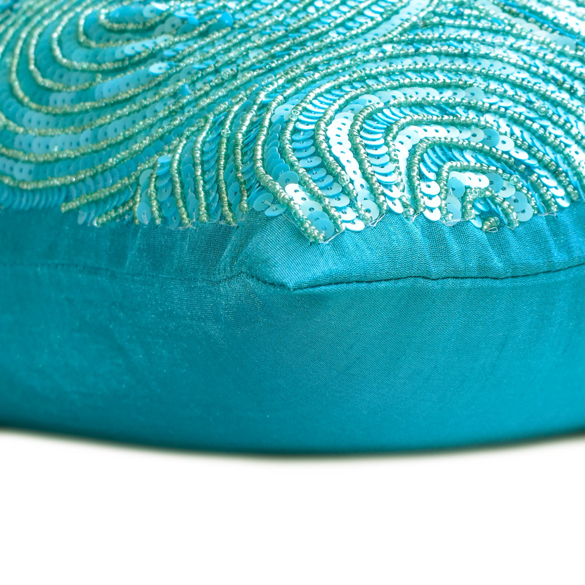 Aqua Blue Art Silk Decorative Euro Sham Pillow Cover - Luxury Bedding Accessory for Home Decor, Bedroom & Living Room