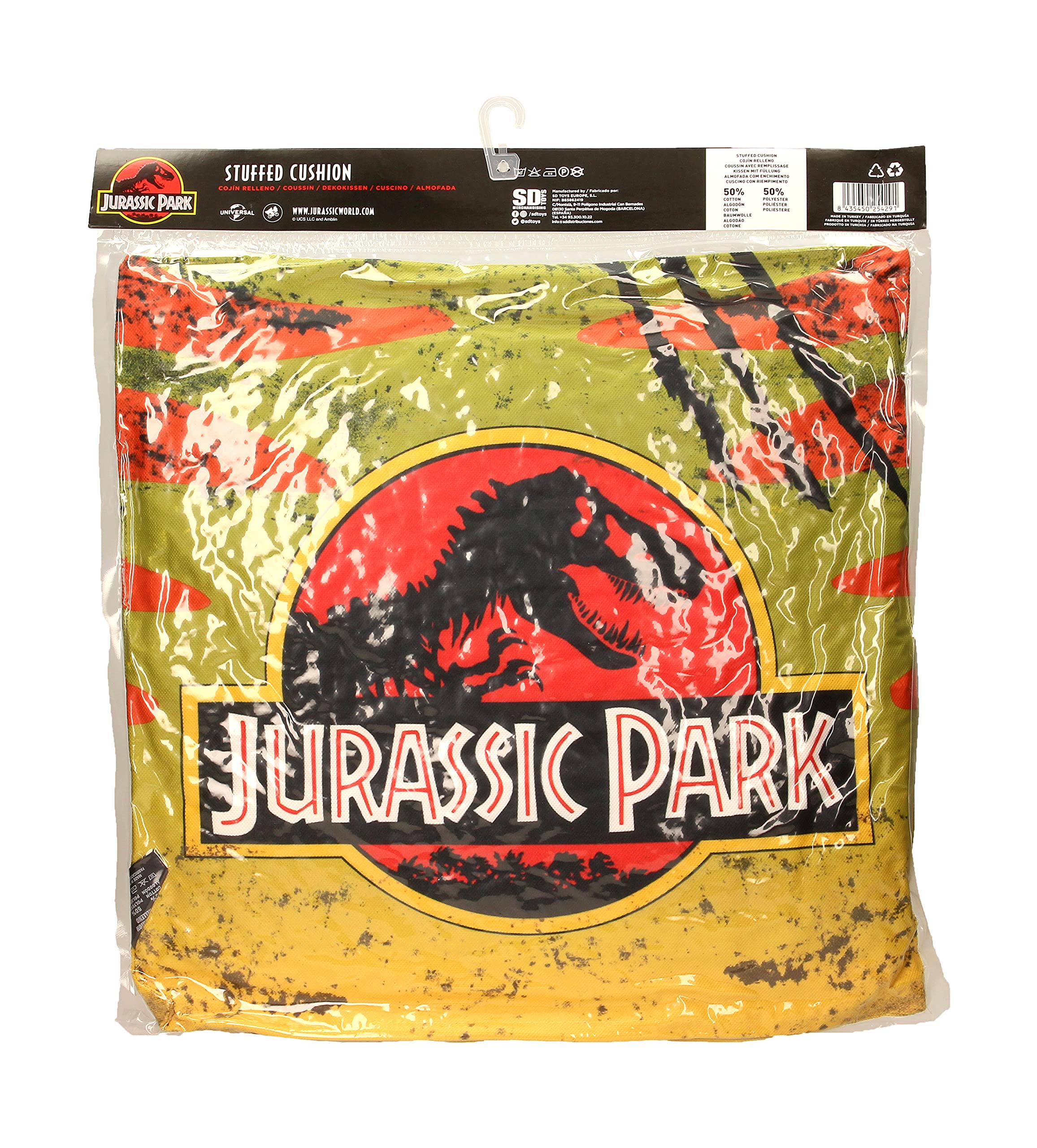 SD TOYS Jurassic Park Logo Throw Pillow - Soft & Comfortable Cushion for Home Decor, Movie Themed Gift for Fans, Living Room, Bedroom, or Office Use