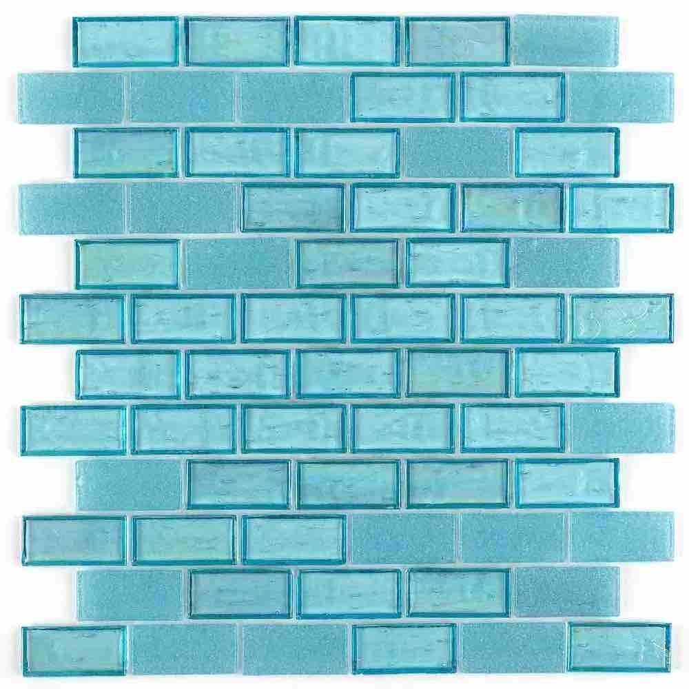 Iridescent Recycled Glass Tile Aquamarine 1