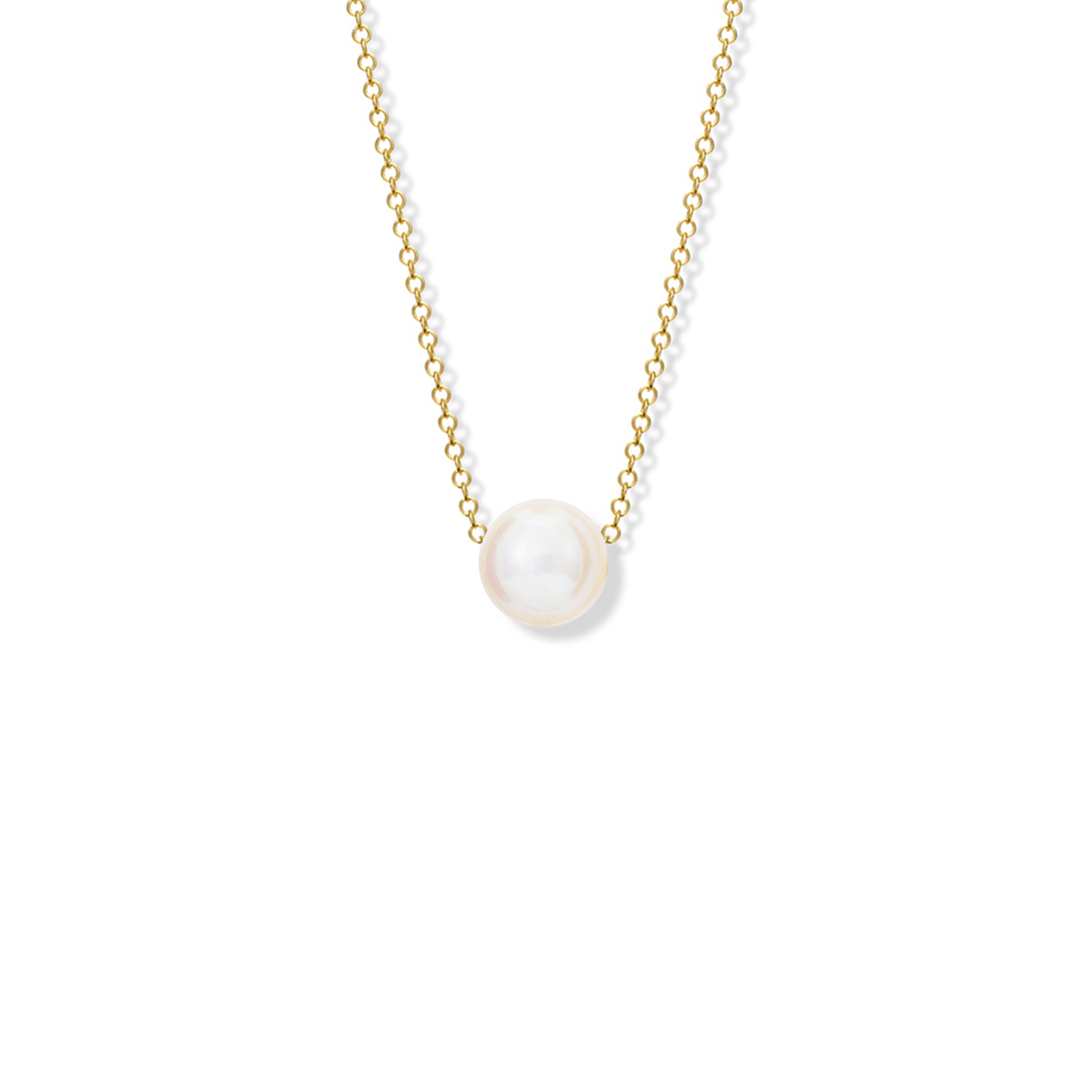 Yellow Gold Pearl Pelota Necklace - Elegant Jewelry for Women, Perfect for Parties, Weddings & Special Occasions