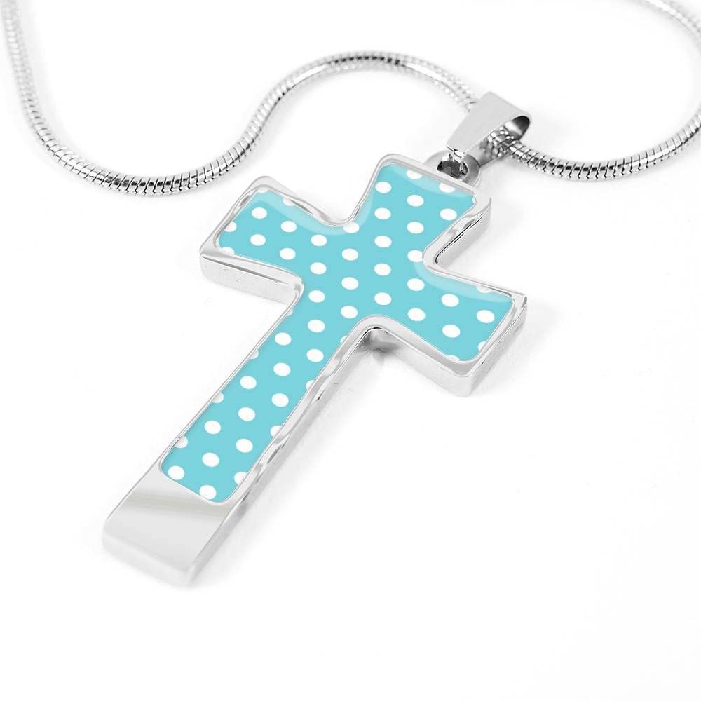 Custom Polka Dot Cross Pendant Necklace for Women - Heart Diamond Charm Love Knot Jewelry with Gift Box - Perfect for Anniversary, Birthday & Valentine's Day Gifts