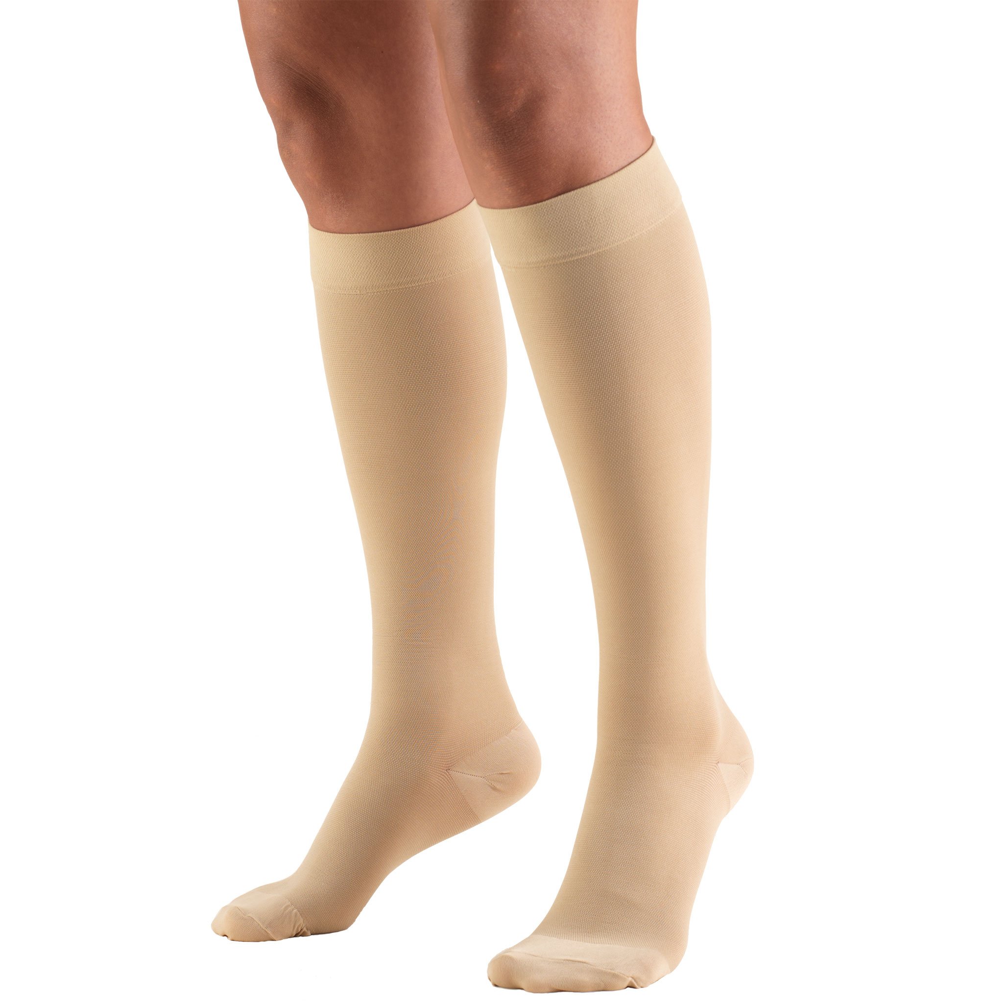 Truform 30-40 mmHg Medical Compression Socks for Men & Women - Knee High Support Stockings, Closed Toe Design, Beige Color, Small Size - Ideal for Circulation, Varicose Veins & Travel Comfort