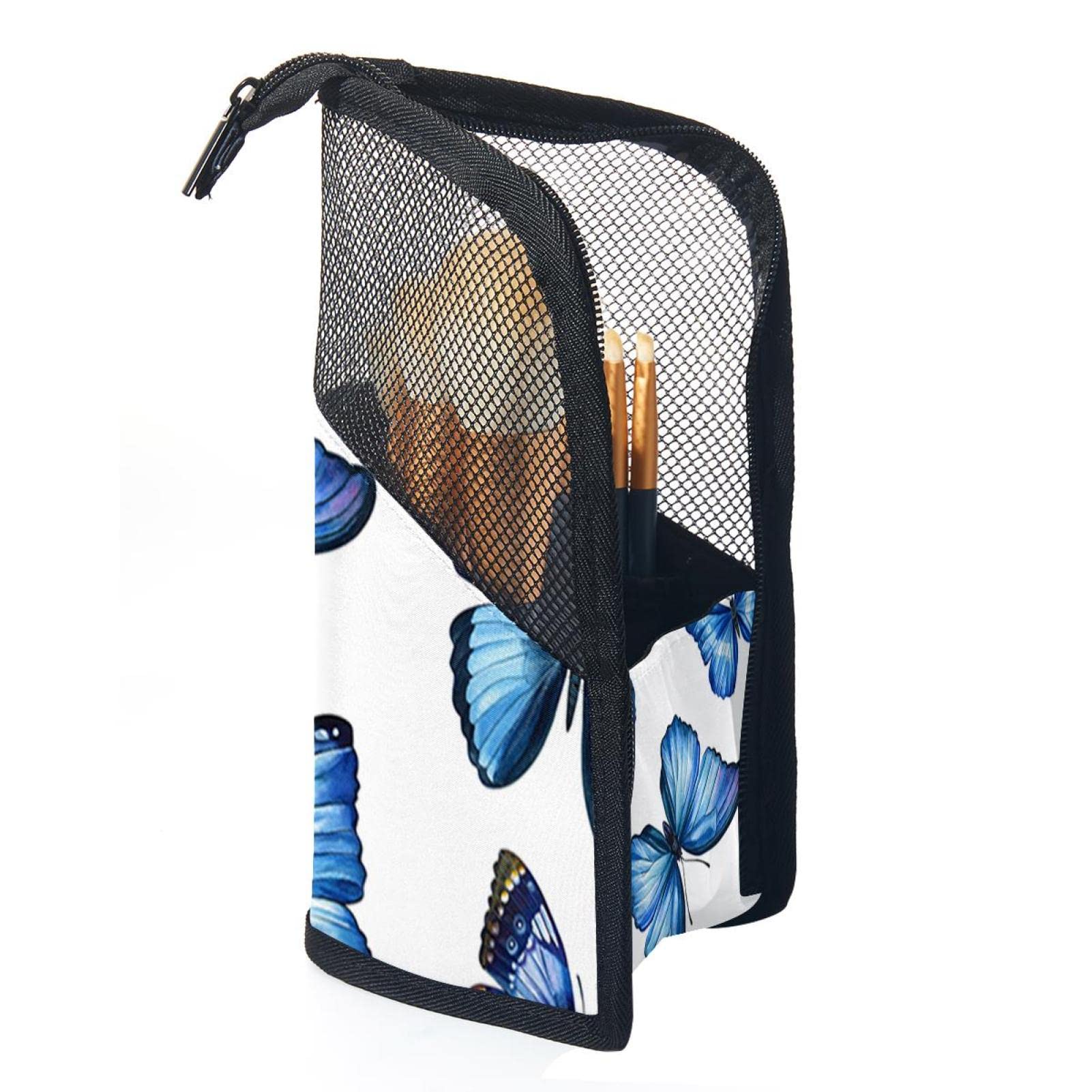 Professional 12-Piece Cosmetic Brush Set with Holder - Portable Makeup Brush Organizer Pouch & Butterfly Stand-up Cup for Women & Girls - Perfect for Travel, Home, and Salon Use