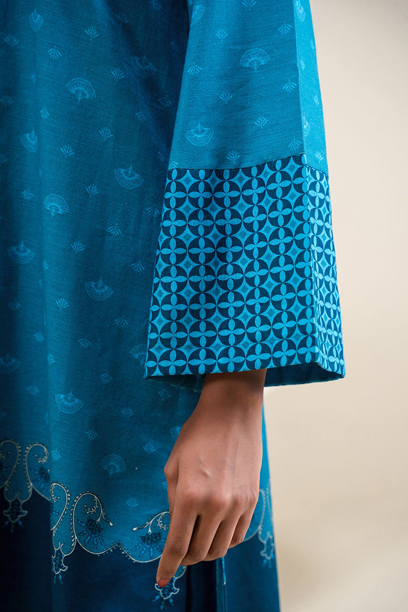 Midnight Frost 2-Piece Printed Khaddar Suit for Women - Traditional Pakistani Outfit for Weddings, Parties & Festive Occasions