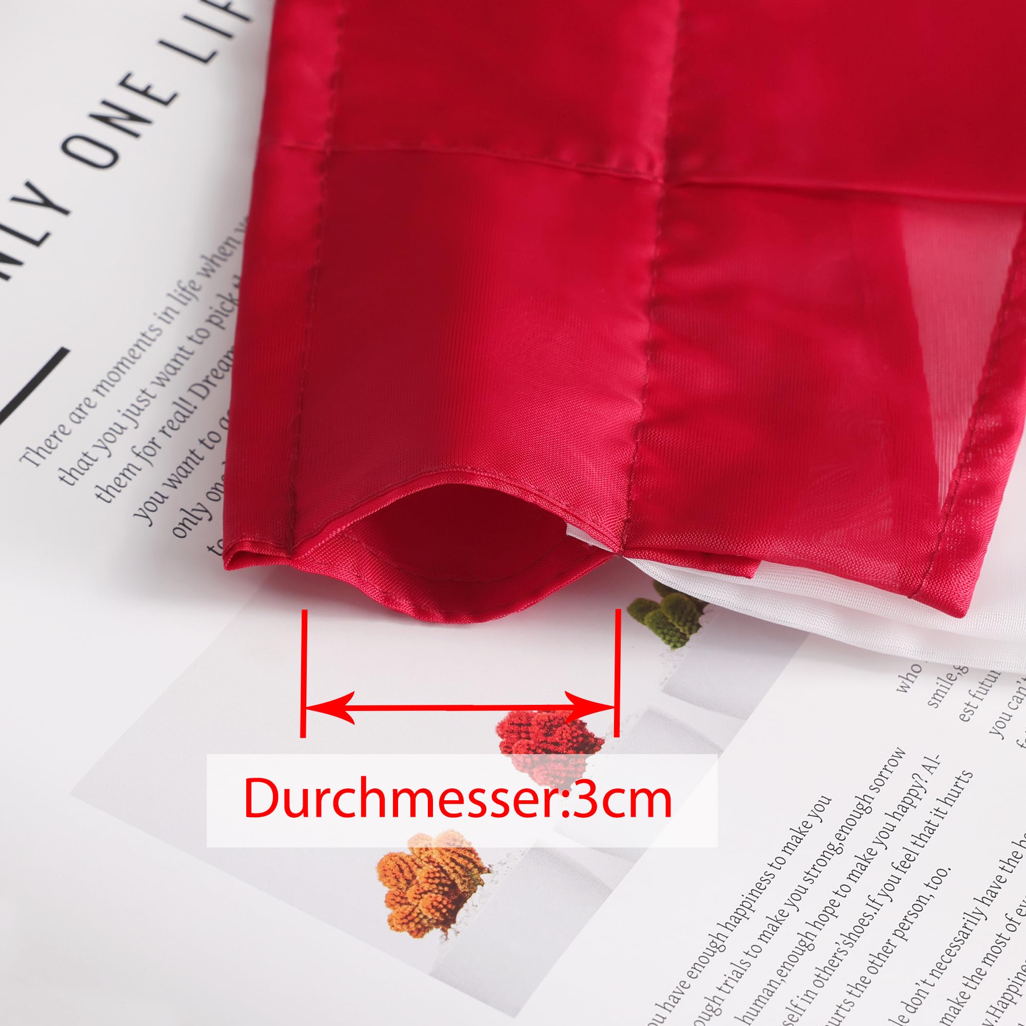 Red Window Valance Rod Pocket Sheer Voile Swag Curtain with Pleated Roman Shades - 1pc Kitchen Curtain 47