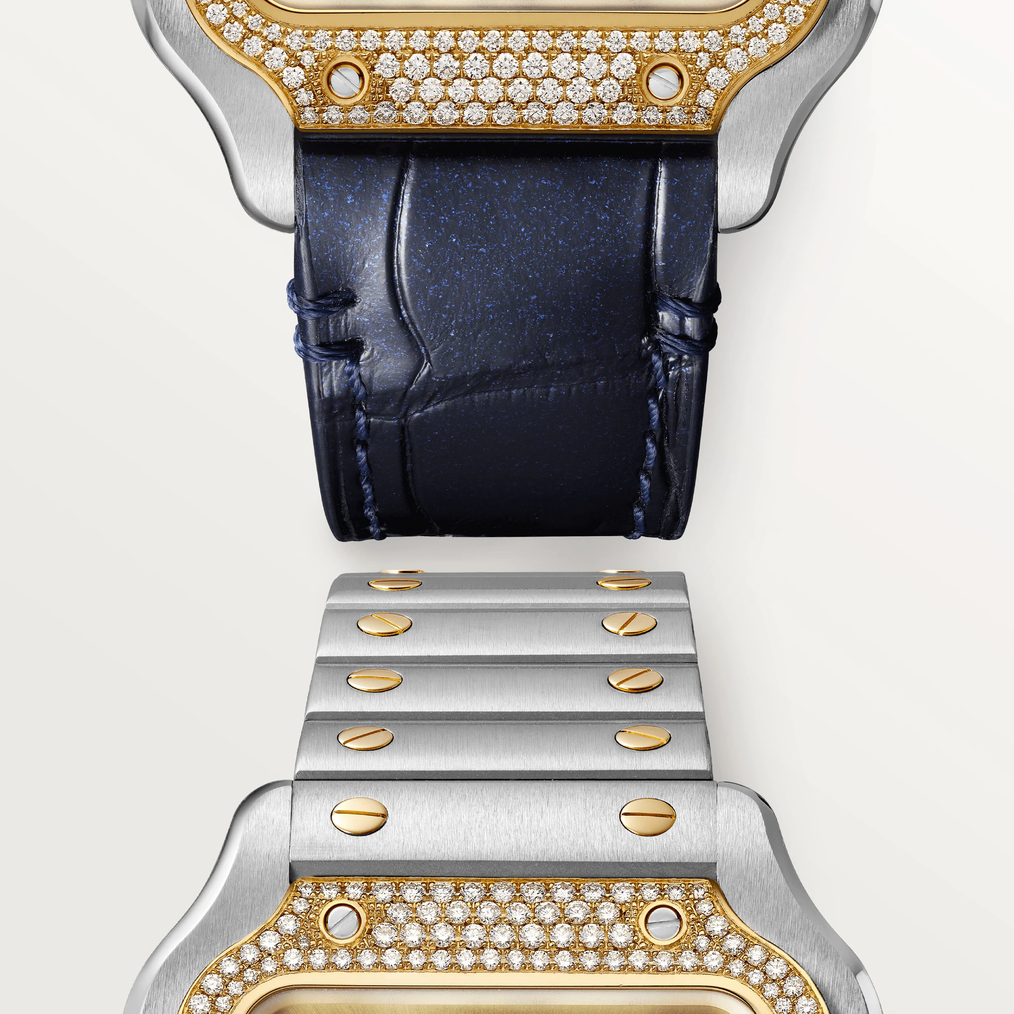 Cartier Santos Stainless Steel & Yellow Gold Diamond Unisex Watch - Luxury Dress & Business Timepiece for Men & Women