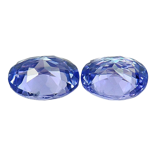 1.10tcw Natural Slightly Purplish Blue Tanzanite Loose Stones - 6x5mm Oval Cut VS Quality Matched Pair for Jewelry Making, Engagement Rings & Fine Gemstone Collections