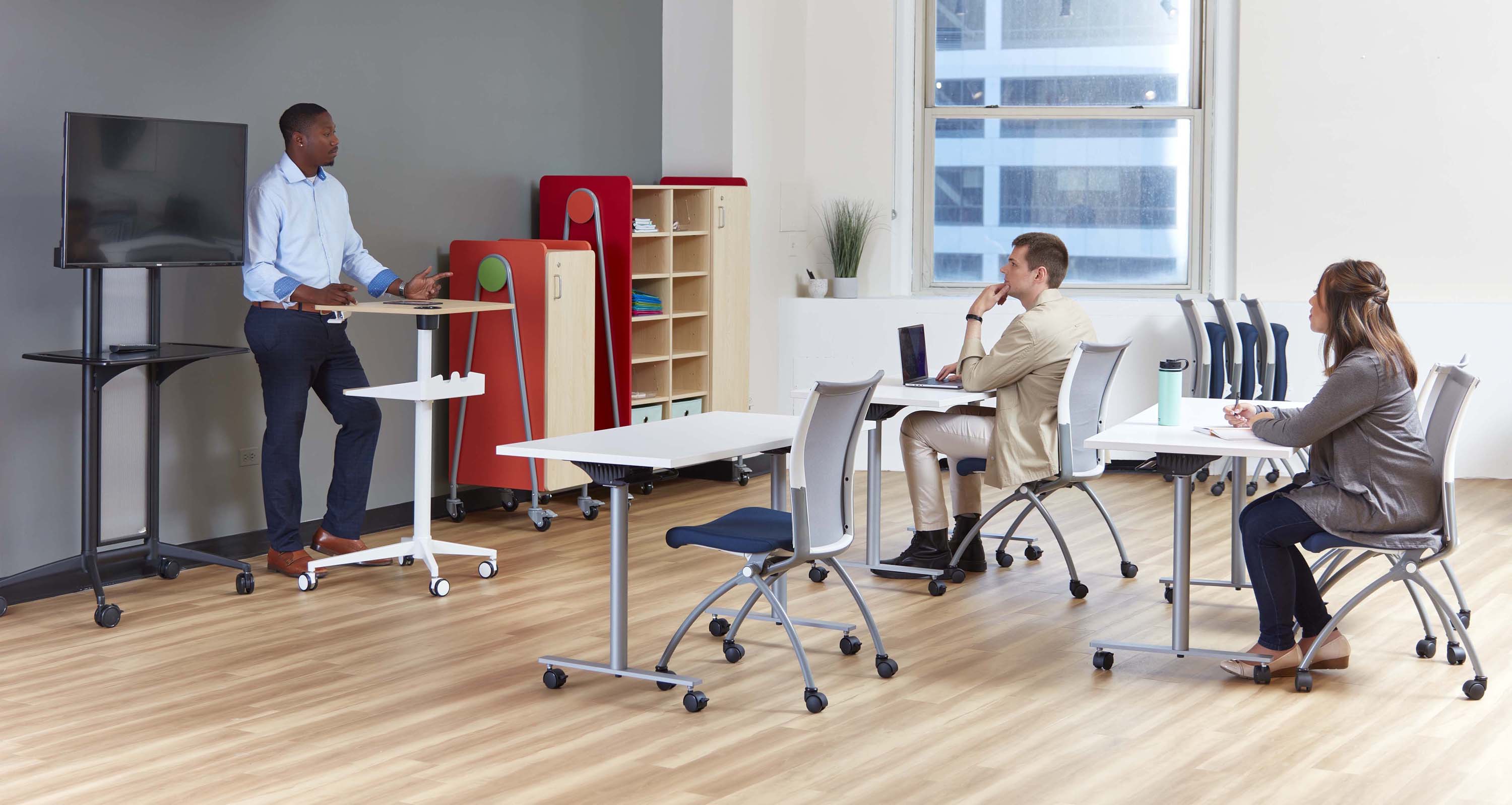 Safco JURNI 60 x 24 Inch Flip Top Table with Locking Casters [JN6024NFLPCA] - Perfect for Office, Classroom, and Home Workspace Use
