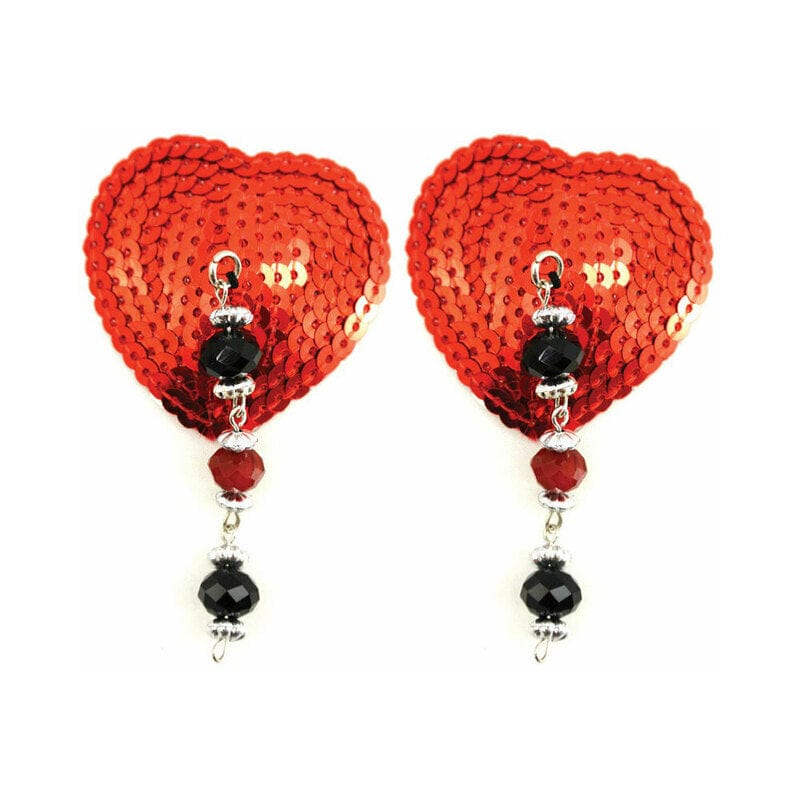 Red Heart Pasties Beads - Elegant Nipple Jewelry for Women, Sensual Body Jewelry for Intimate Wear, Perfect for Burlesque, Bachelorette Parties & Lingerie Accessories