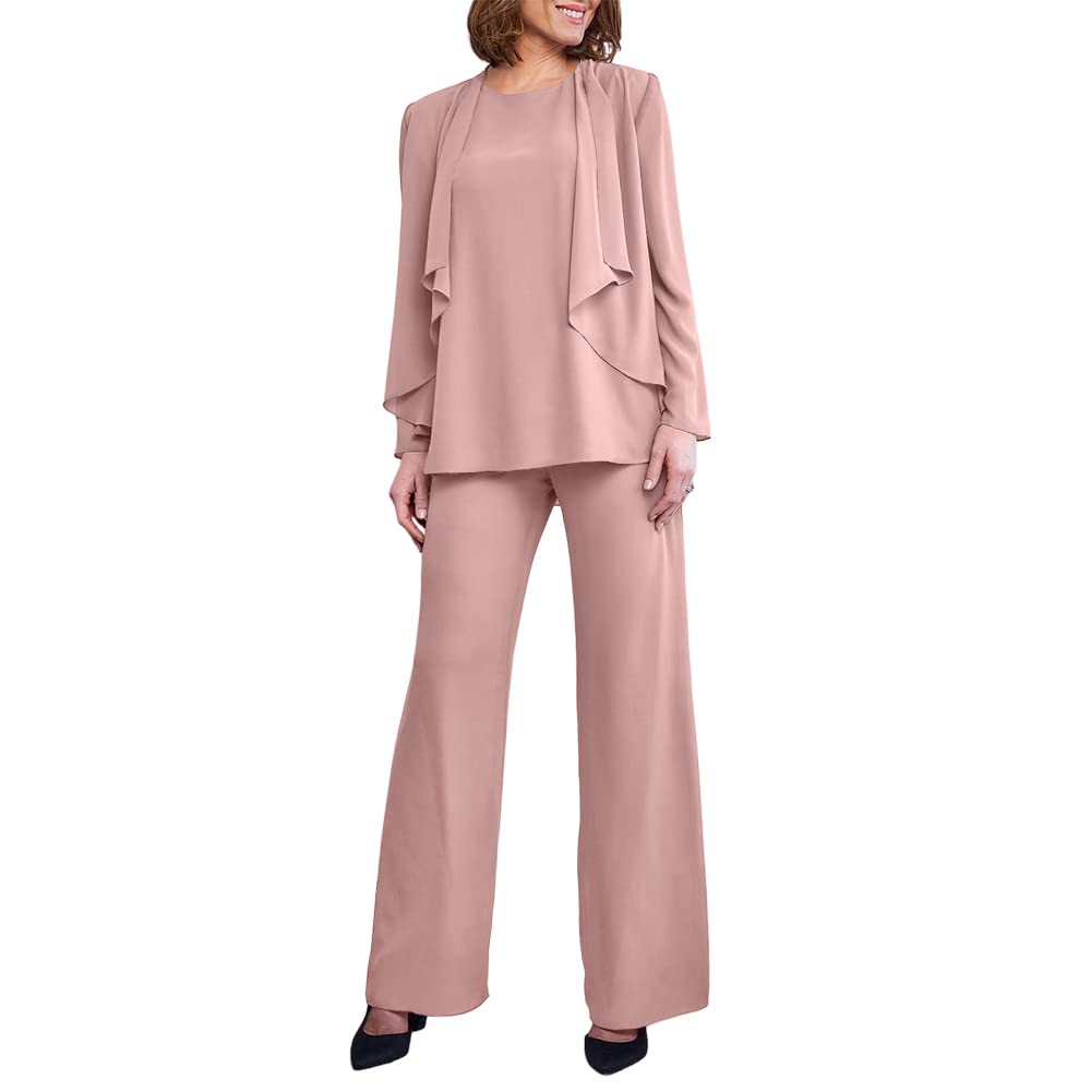 Zongqiven Women's 3-Piece Chiffon Pant Suit Set - Elegant Mother of the Bride Outfit for Wedding Guest, Evening Party & Prom - Perfect for Formal Occasions, Cocktail Events & Special Celebrations