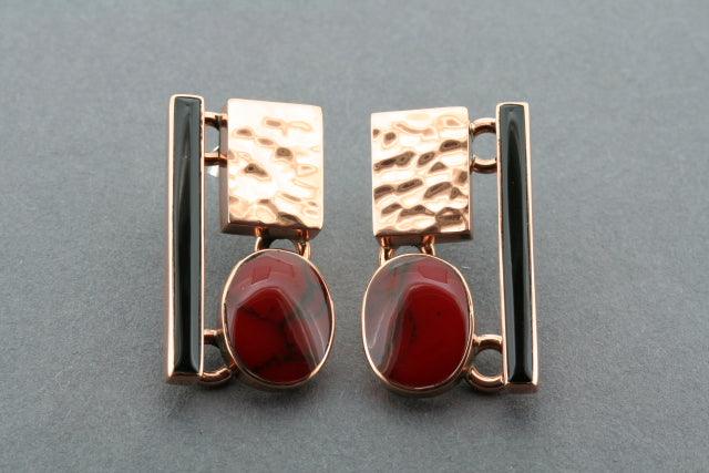 Copper Red Black Decorative Stud Earrings - Elegant & Stylish for Parties, Weddings, and Everyday Wear