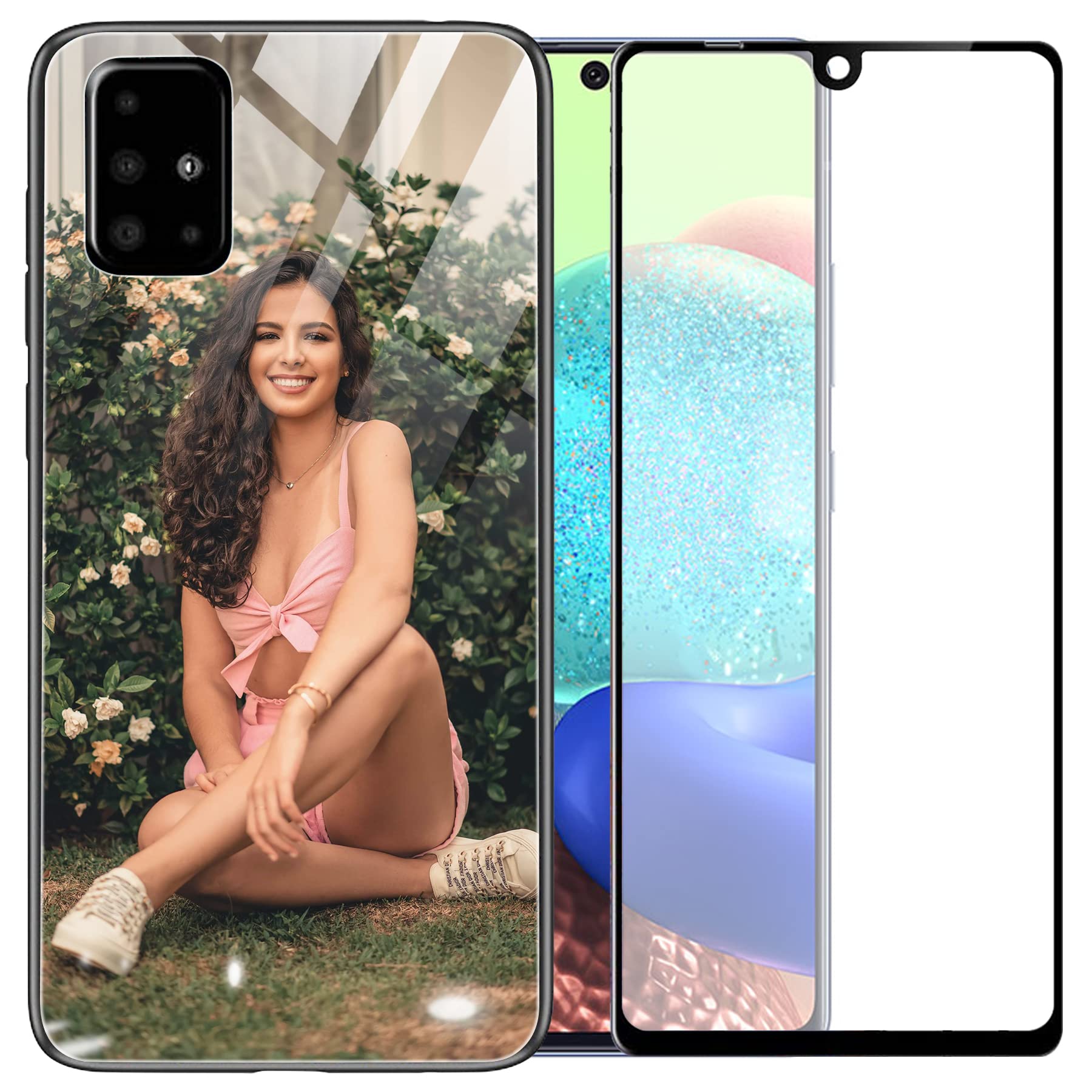 Custom Samsung A71 5G Phone Case with Tempered Glass Screen Protector - Personalized Pattern Back Cover & Shock-Absorbent TPU Bumper - Perfect for Daily Protection and Style
