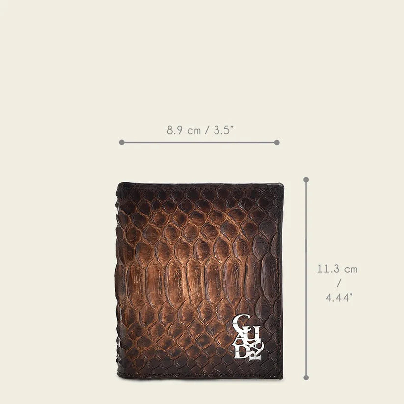 Luxury Cuadra Honey Python Skin Bifold Wallet for Men - Genuine Leather Slim RFID Blocking Wallet for Everyday Use & Travel