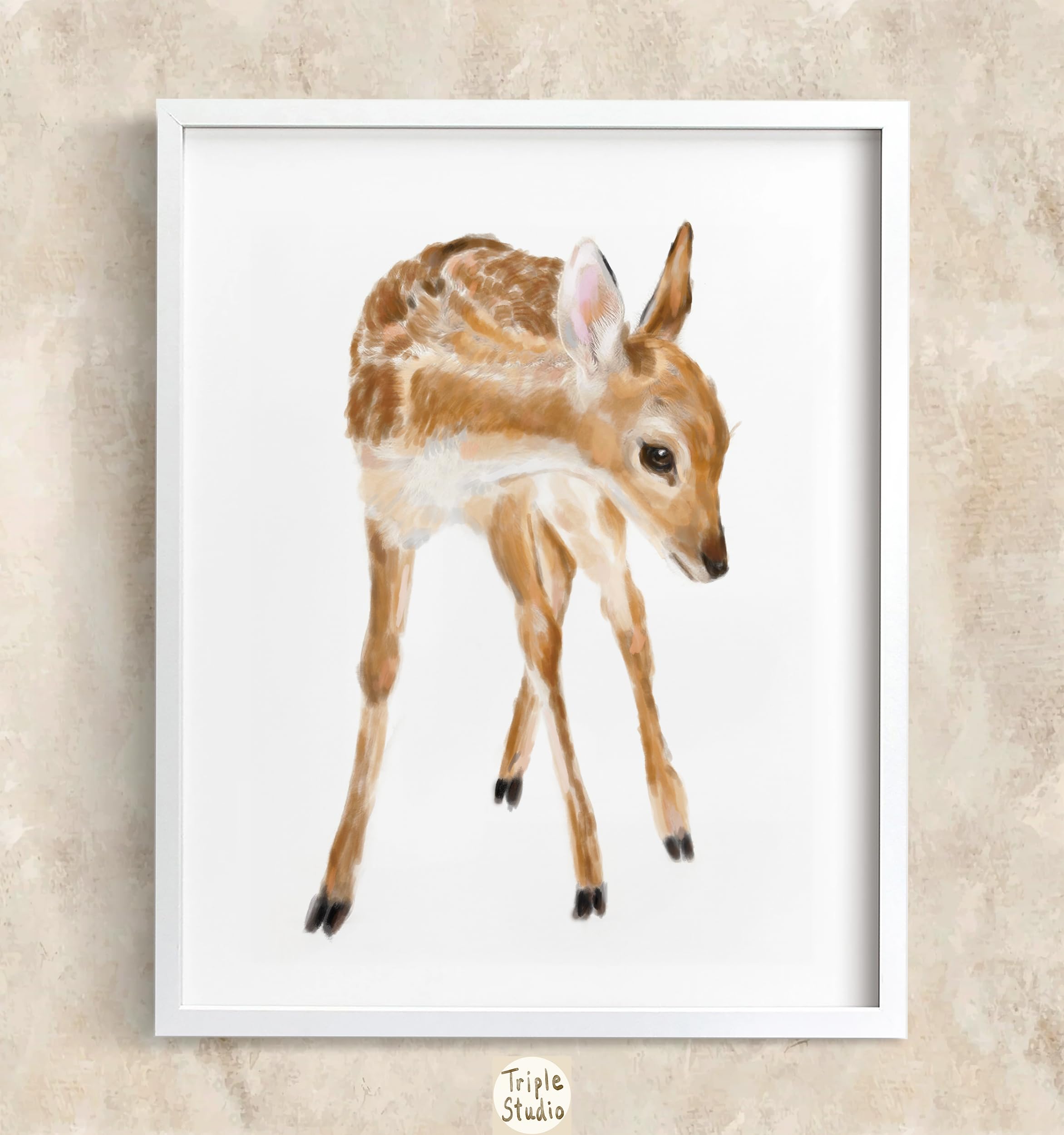 Baby Fawn Art Prints - Set of 2 Boho Nursery Wall Decor | Adorable Woodland Deer Animal Prints for Girls Bedroom | UNFRAMED 16x20 Inches | Signed by Artist | Perfect for Nursery Decor, Baby Shower Gift & Kids Room Wall Art