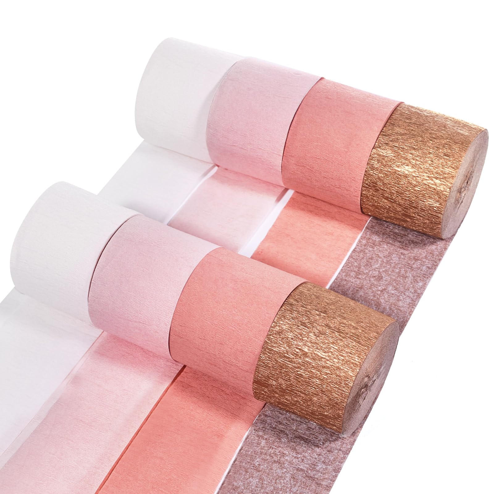 8 Rolls 656Ft Rose Gold & Dusty Pink Crepe Paper Streamers for Birthday, Wedding, Baby Shower, Christmas Party Decorations | DIY Craft Supplies | Perfect for Wall Backdrops, Ceiling Decor & Gift Wrapping