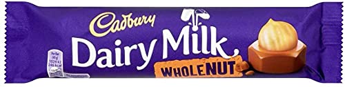 Cadbury Whole Nut Chocolate Bars - 6 Pack of British Milk Chocolate Candy with Hazelnuts, 45g Each | Perfect for Gifts, Snacking & Dessert Toppings