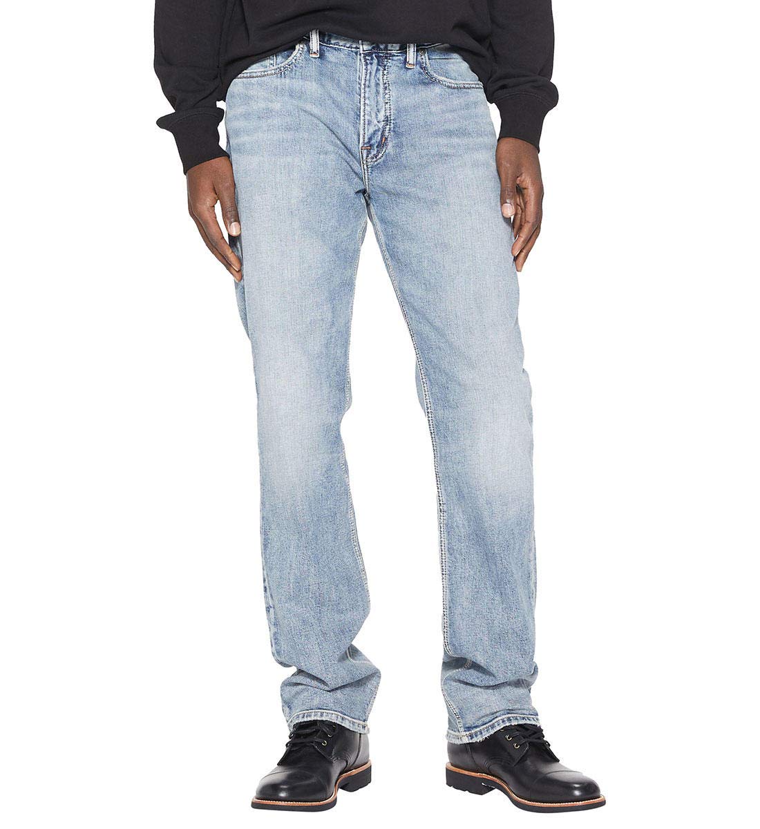 Silver Jeans Co. Men's Eddie Relaxed Fit Tapered Leg Jeans - Comfortable Casual Denim Pants for Everyday Wear | Perfect for Work, Weekend & Outdoor Activities