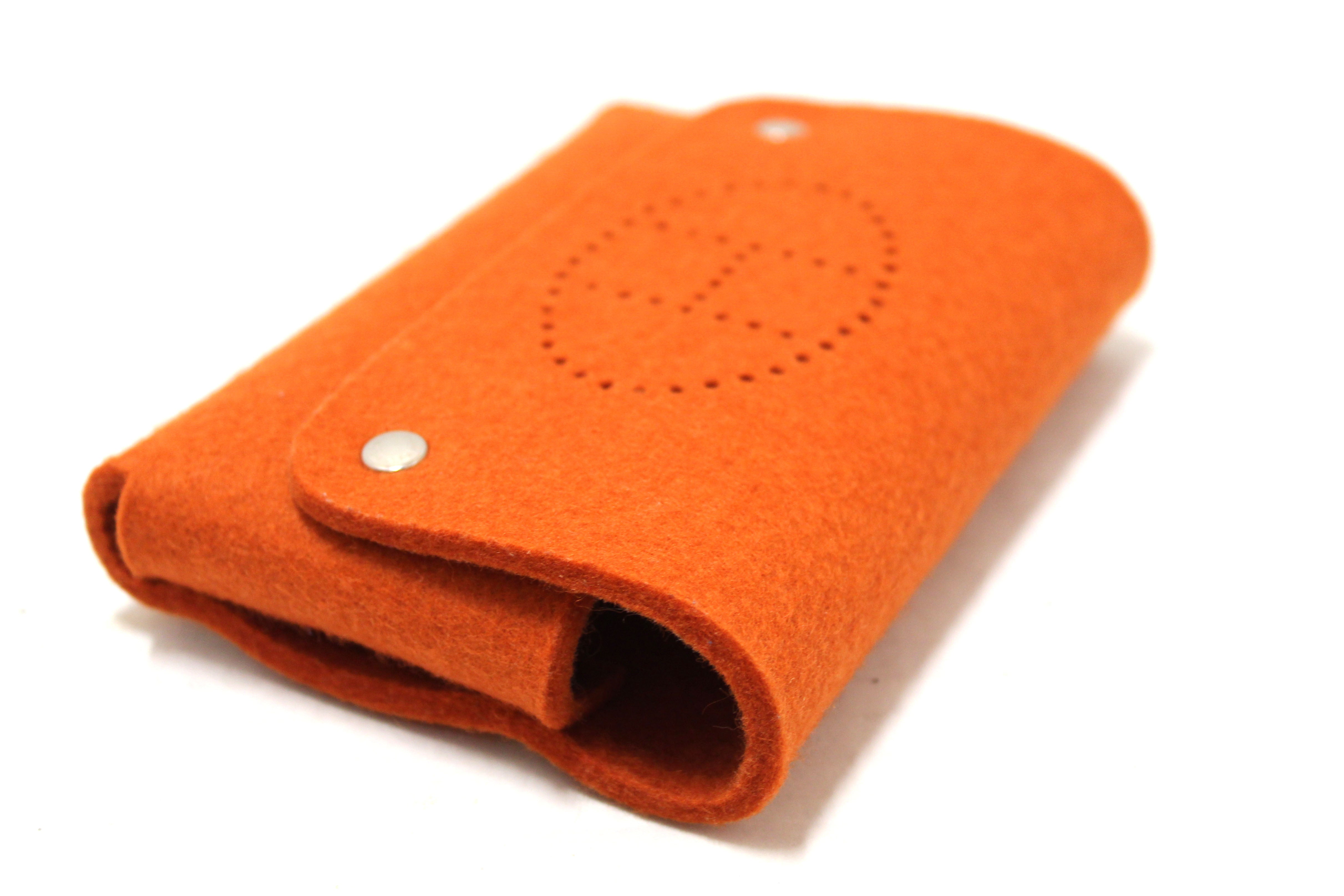 Authentic Hermes Ettuart GM Pouch - Orange Felt Playing Card Case with Premium Fittings | Luxury Card Holder for Poker, Blackjack & Casino Games | Perfect Gift for Card Players & Collectors