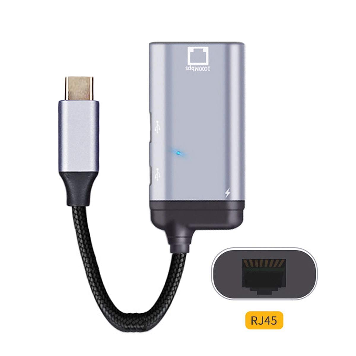 Fast USB-C to Gigabit Ethernet Adapter with PD Power Port - 1000Mbps LAN Network Dongle for MacBook, iPad Pro, Chromebook - Perfect for Home Office, Online Gaming & Video Conferencing