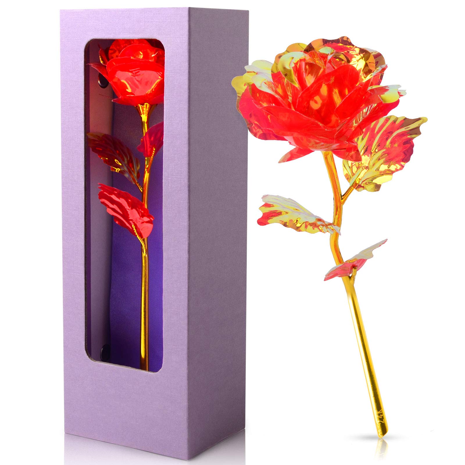 Dark Purple Red Rose Gift Box - Unique Infinity Roses for Women, Wife, Mom, Girlfriend | Perfect for Valentine's Day, Mother's Day & Birthdays | Romantic Home Decor & Special Occasion Gift