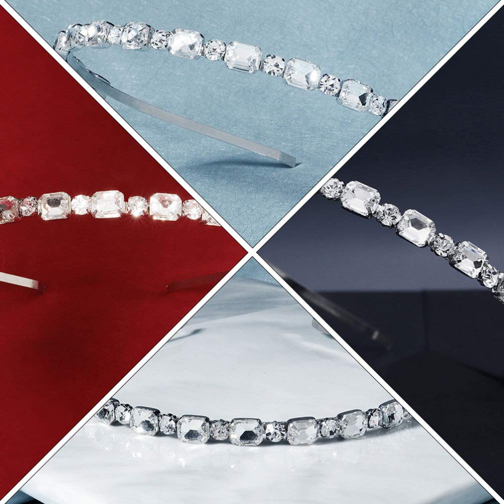 1 Pc Color Diamond Press Headband Bridal Headpiece for Women - Wedding Tiara, Jewel Hair Accessories, Bridal Headdress with Bling Alloy (Earth Tones) - Perfect for Brides, Bridesmaids, Prom, and Special Occasions