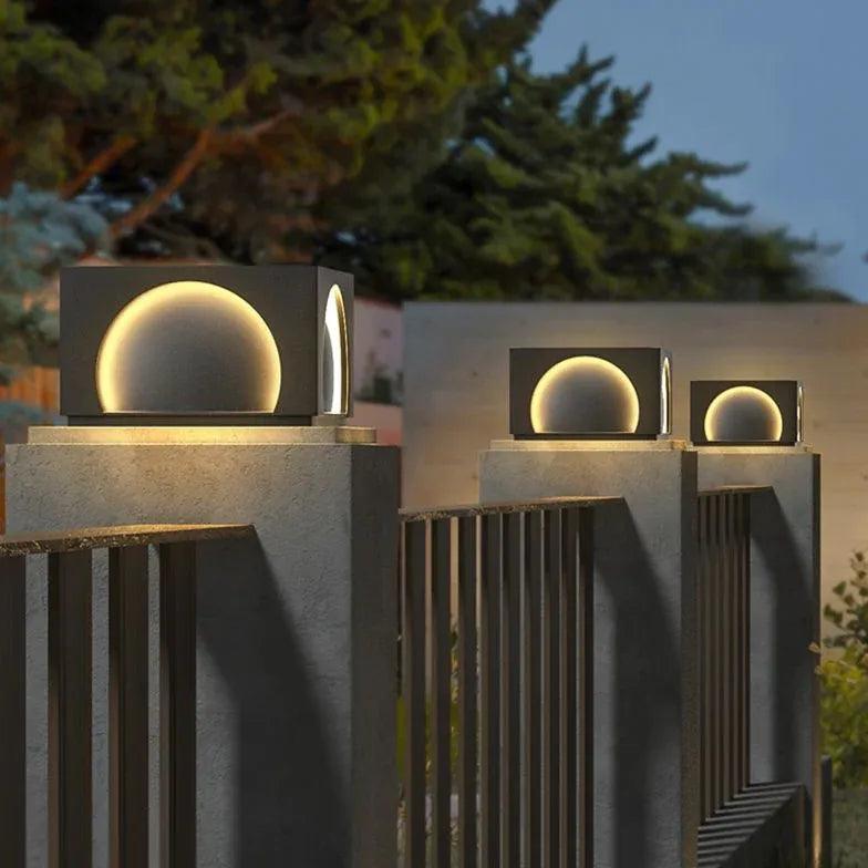 Energy-Efficient Semicircle Rectangle LED Outdoor Pillar Lights - Waterproof Garden Landscape Lighting for Patio, Walkway, and Driveway