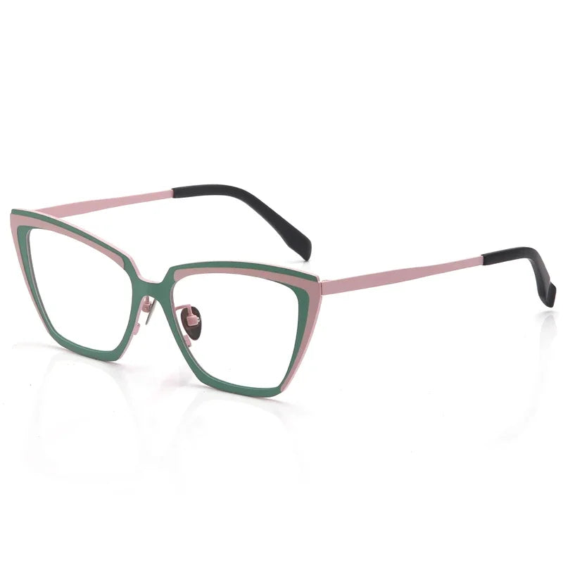 Stylish Unisex Full Rim Square Cat Eye Glasses - Lightweight Titanium Acetate Frame (Model 455617) | Perfect for Work, Reading & Fashion Statement