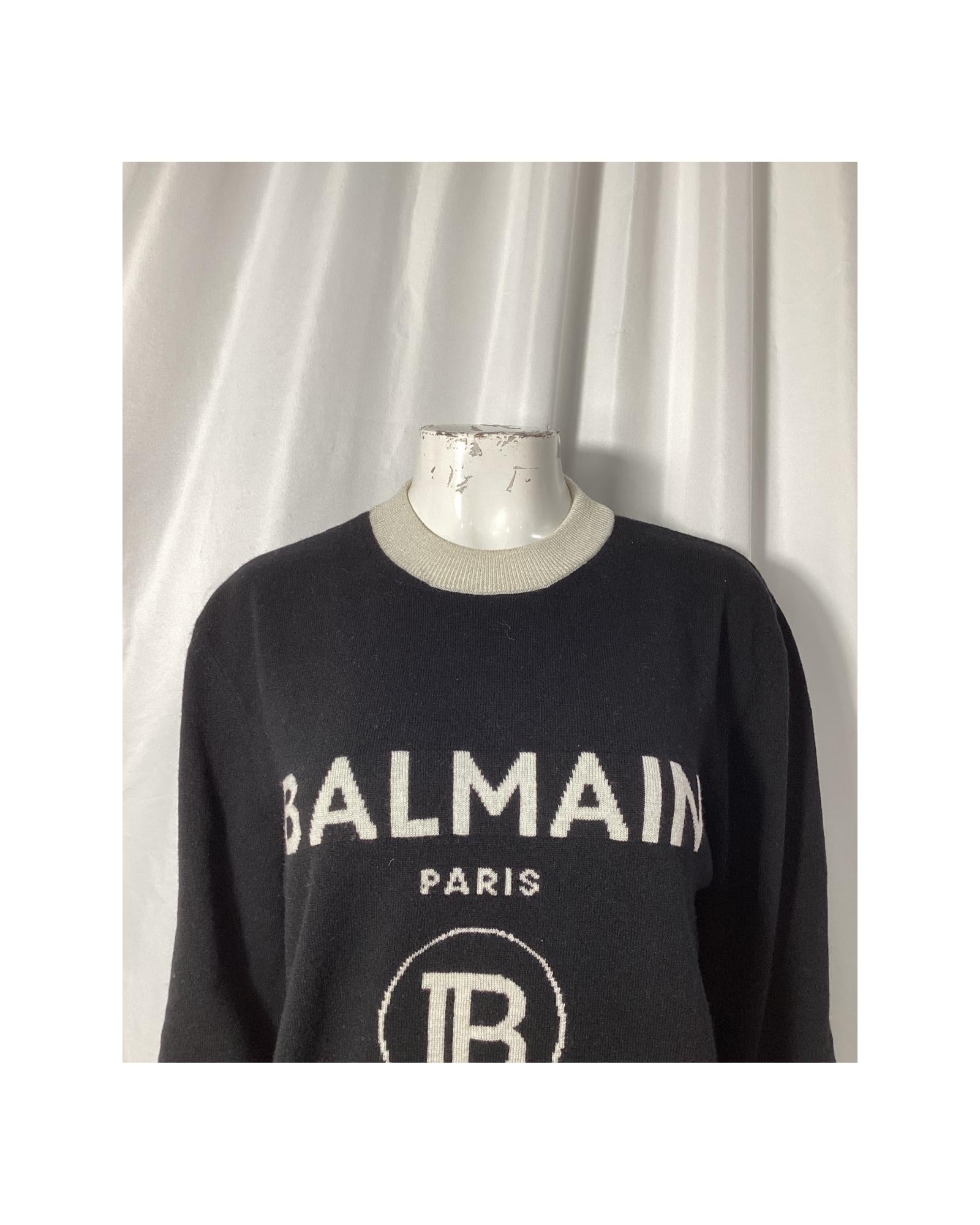 Balmain Logo Cashmere Sweater for Women - Luxury Soft Knit Pullover for Fall & Winter - Perfect for Office, Parties & Casual Outfits