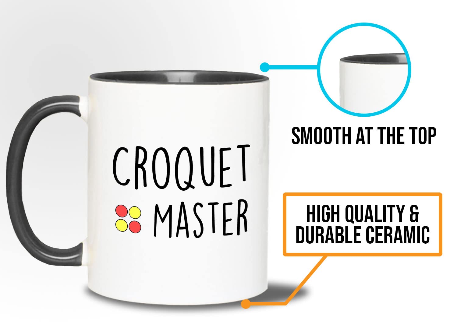 11oz Croquet 2-Tone Black Mug - Perfect Gift for Croquet Master & Sports Enthusiasts - Ideal for Tennis, Racquetball, Netball, Softball Fans - Great for Game Days, Tailgating & Outdoor Gatherings