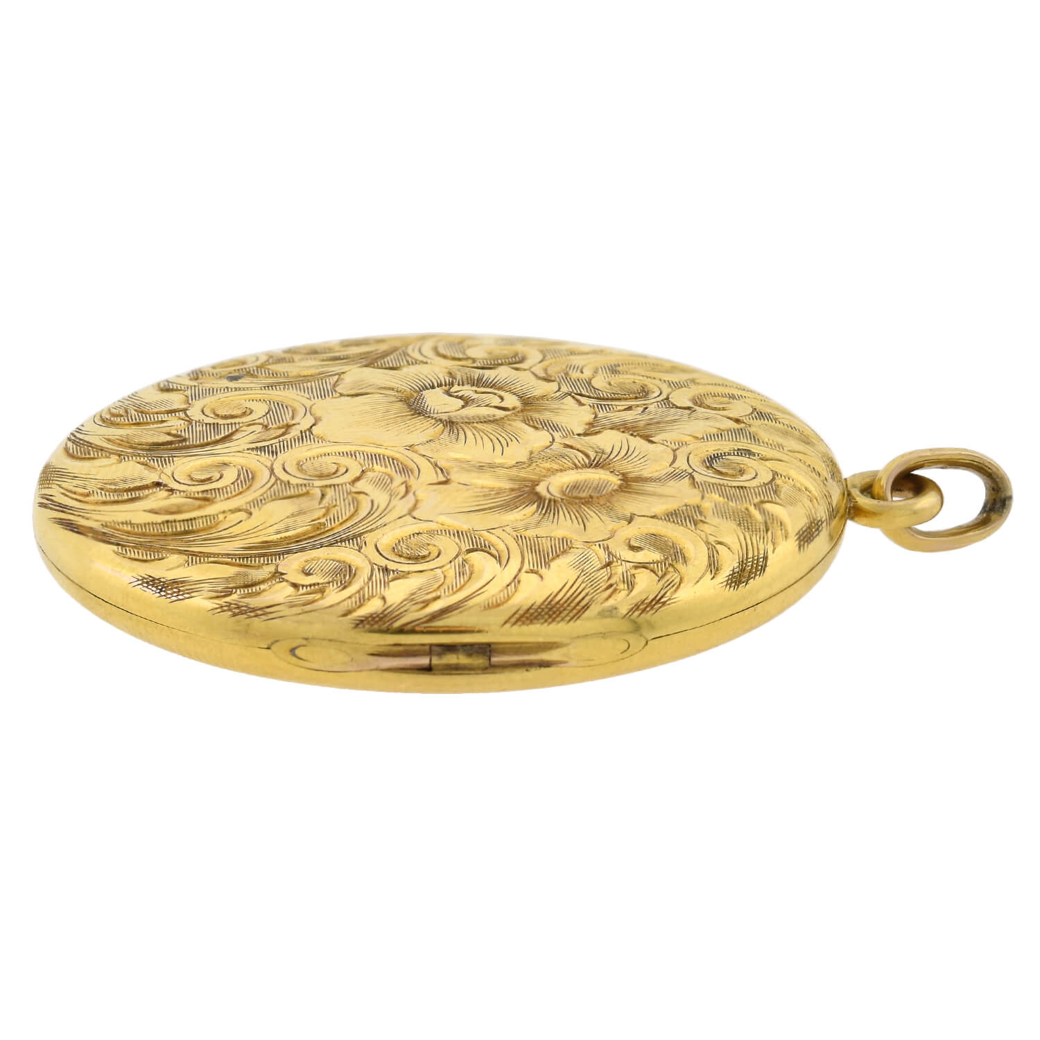 Victorian Style 10kt Gold Engraved Locket Necklace with Floral Design - Perfect for Weddings, Anniversaries & Romantic Gifts